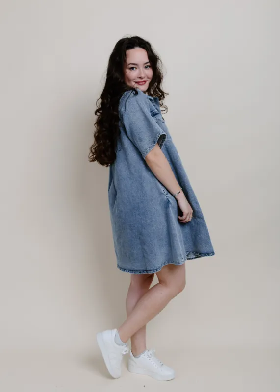 Sofia Denim Mini Dress sold by Vinnie Louise