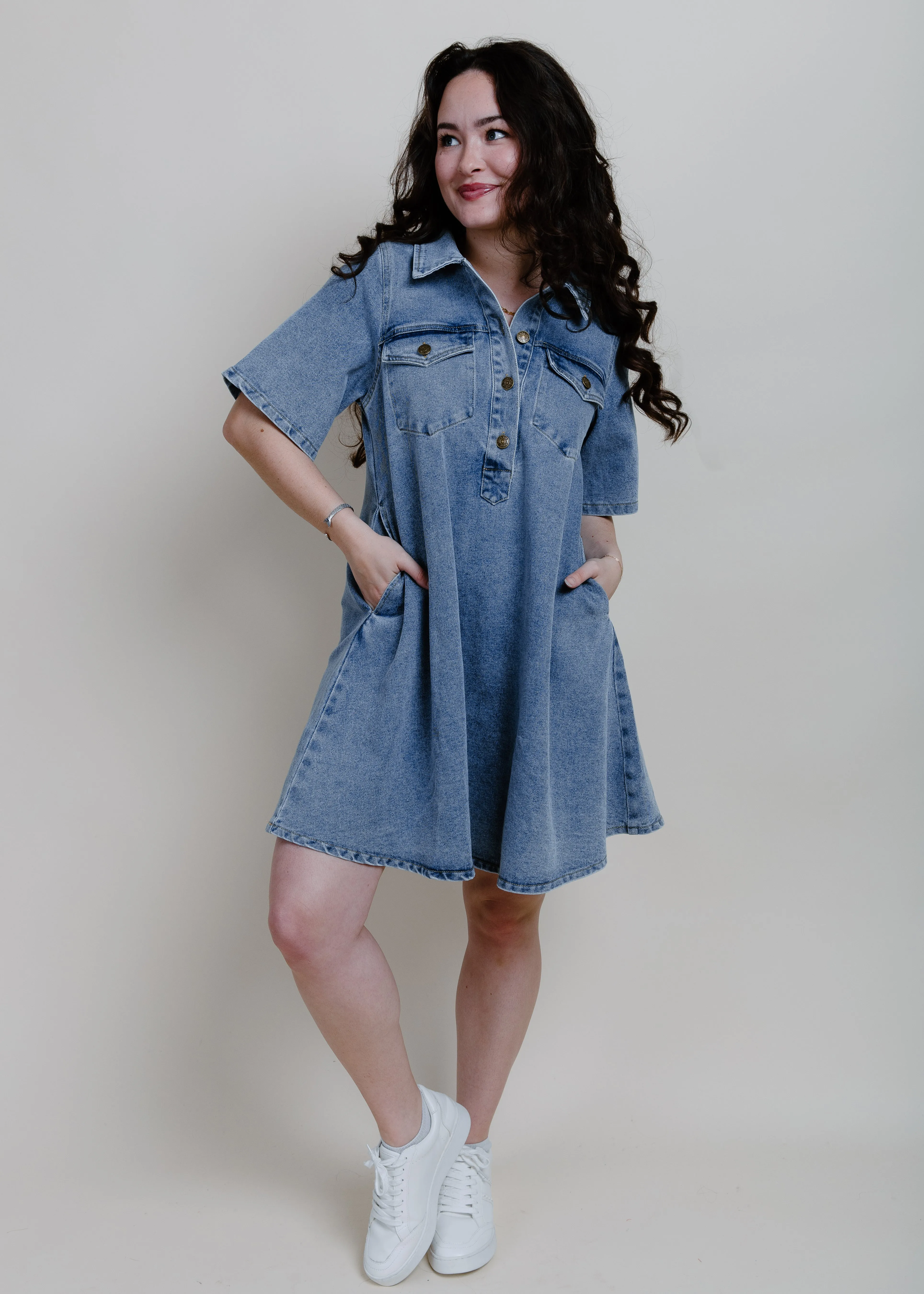 Sofia Denim Mini Dress sold by Vinnie Louise product image thumbnail 3