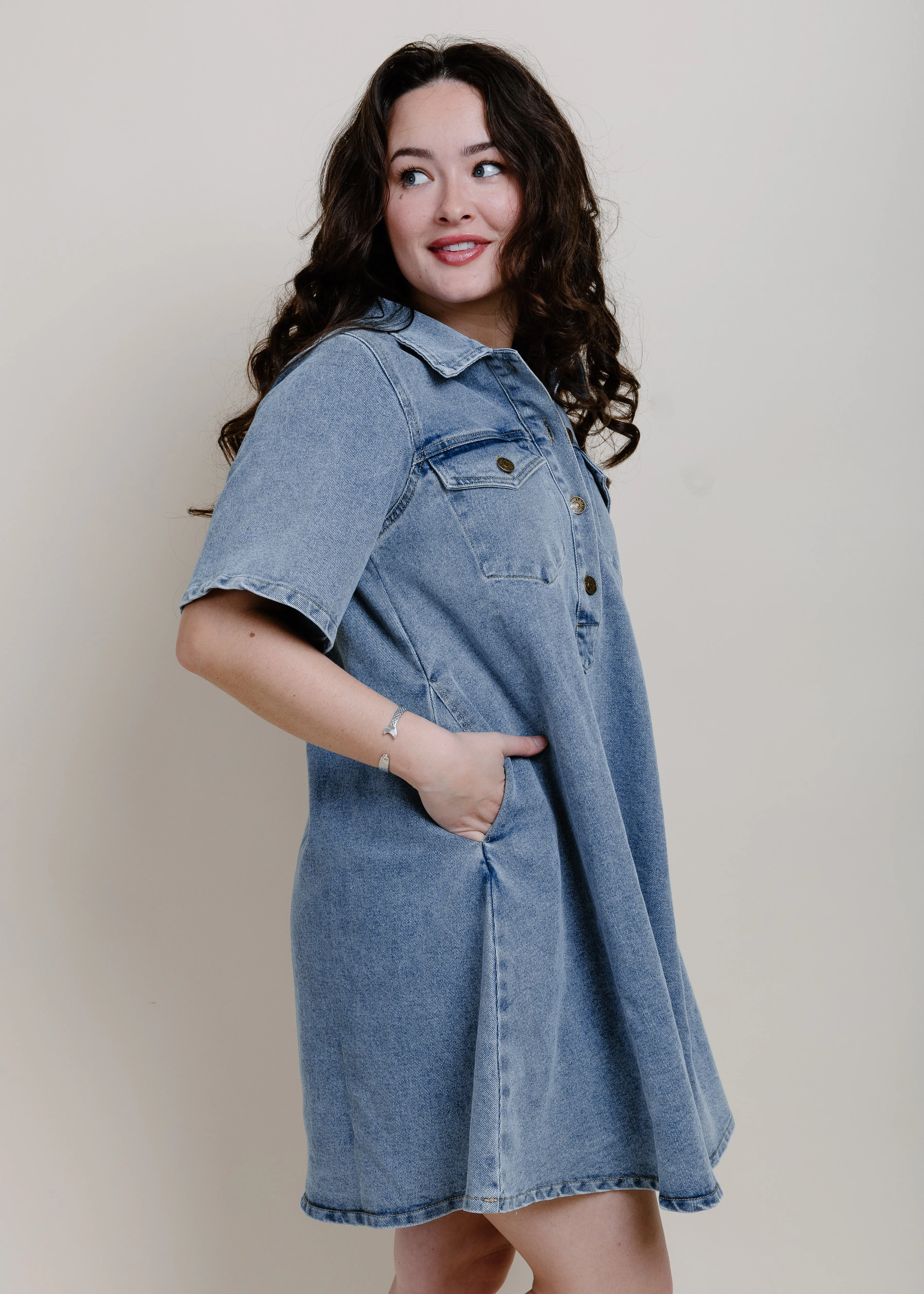 Sofia Denim Mini Dress sold by Vinnie Louise product image thumbnail 5