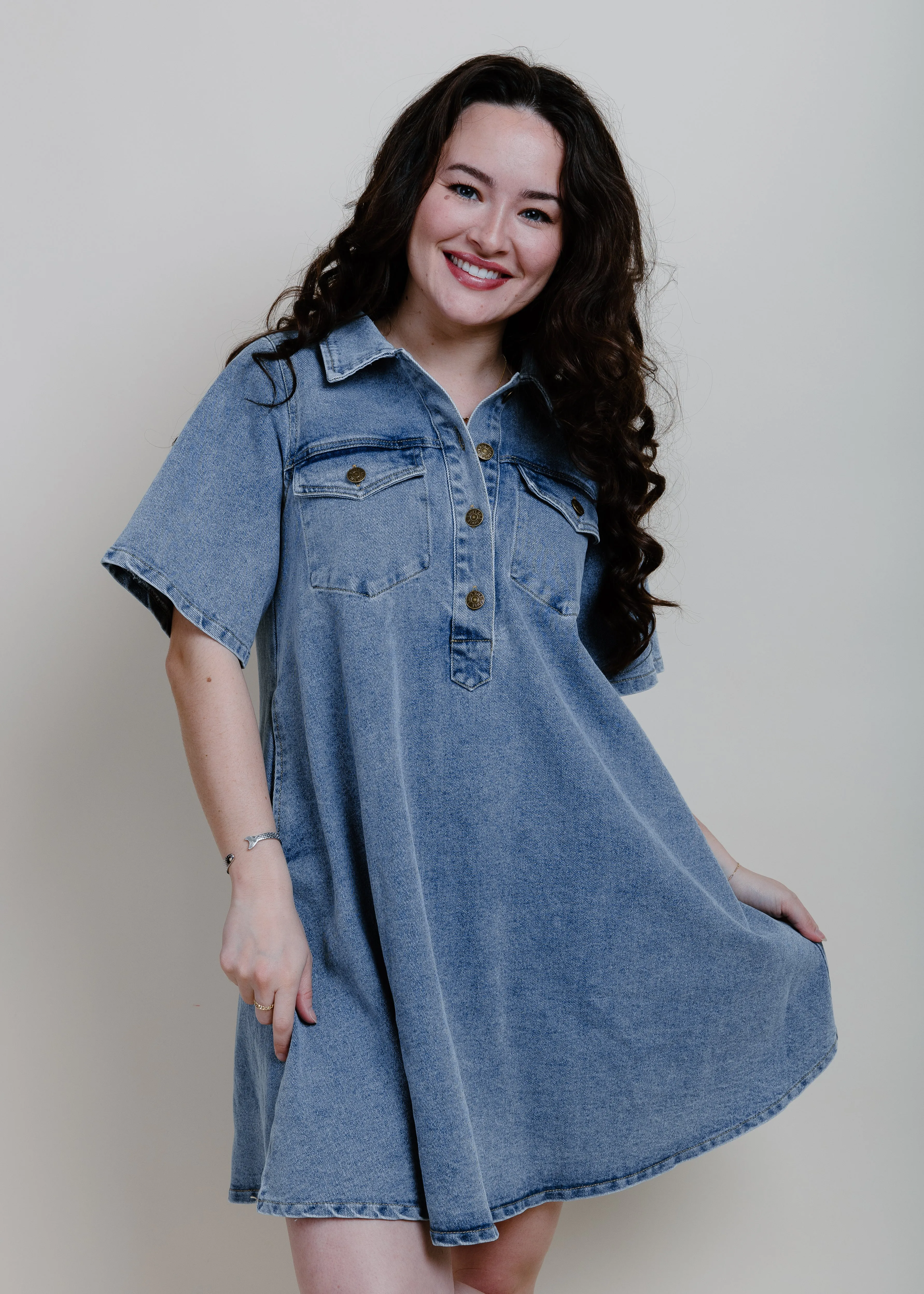 Sofia Denim Mini Dress sold by Vinnie Louise product image thumbnail 4