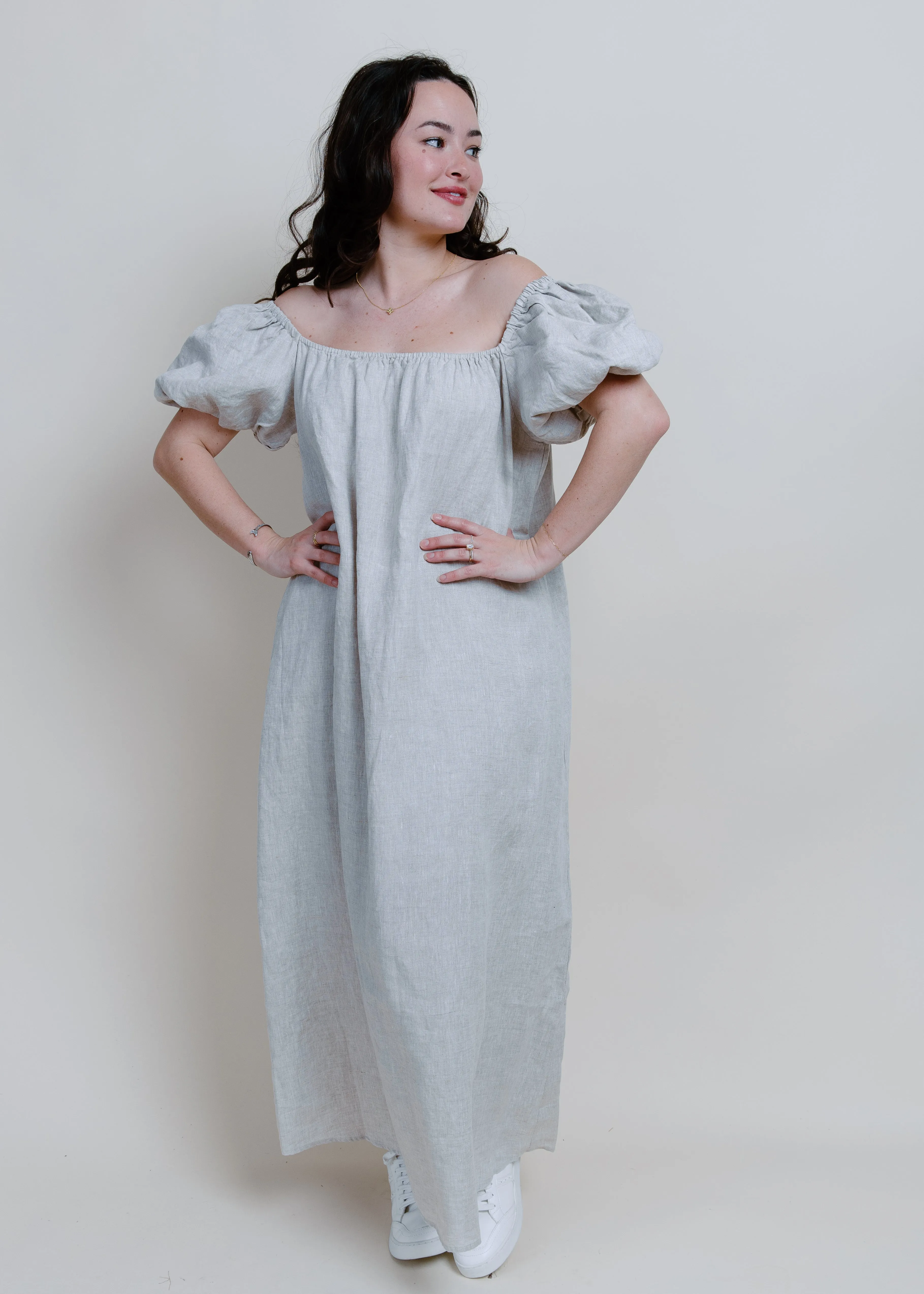 Reid Puff Sleeve Maxi Dress - Linen sold by Vinnie Louise