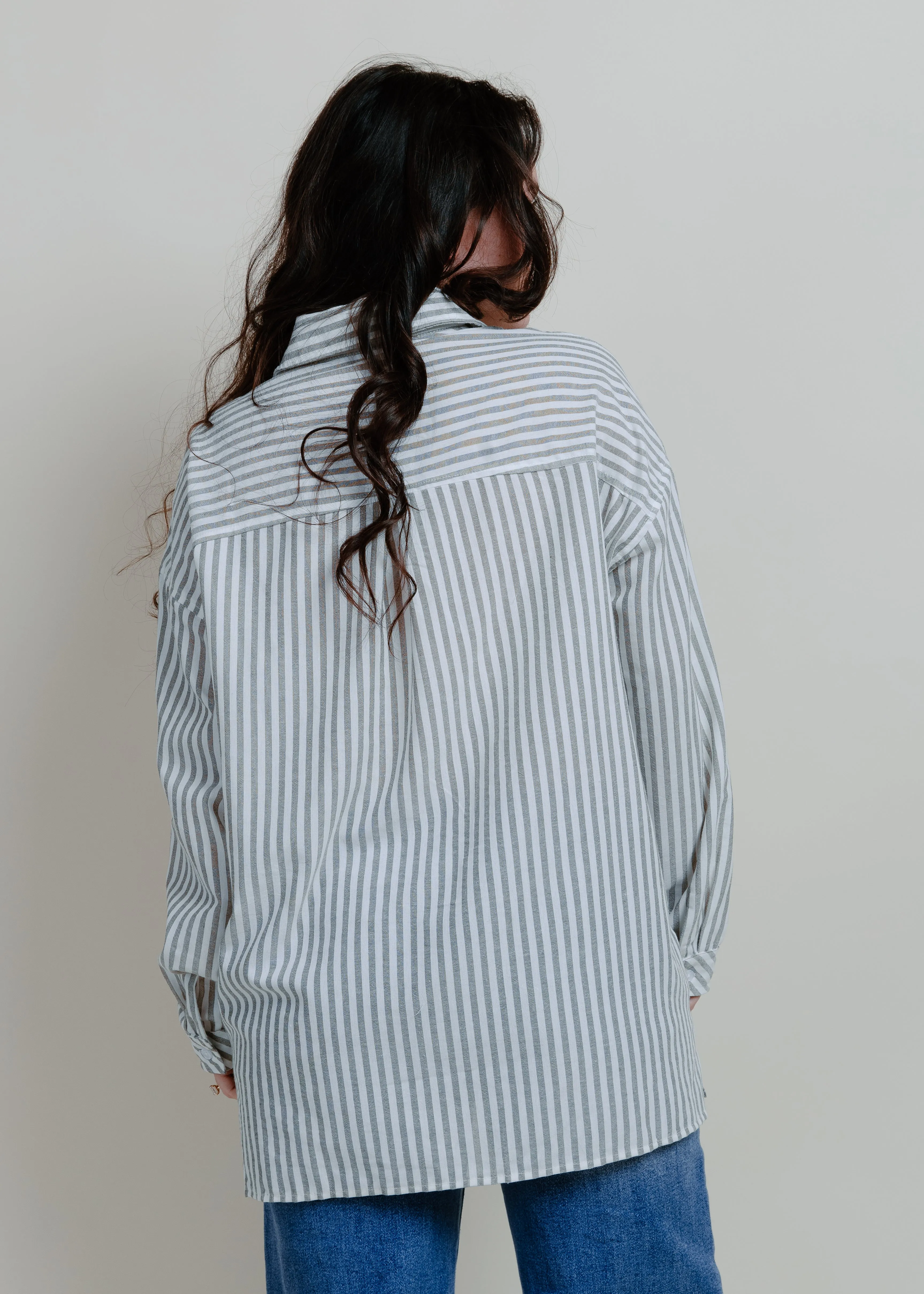 Braylan Striped Button Down Top - Grey sold by Vinnie Louise product image thumbnail 5