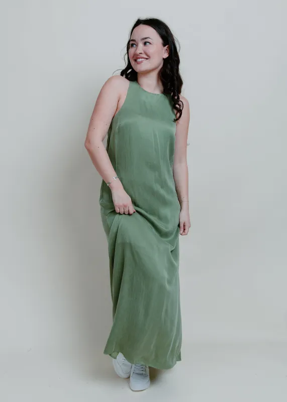 Evergreen Twist Slip Dress - Matcha made by Crescent