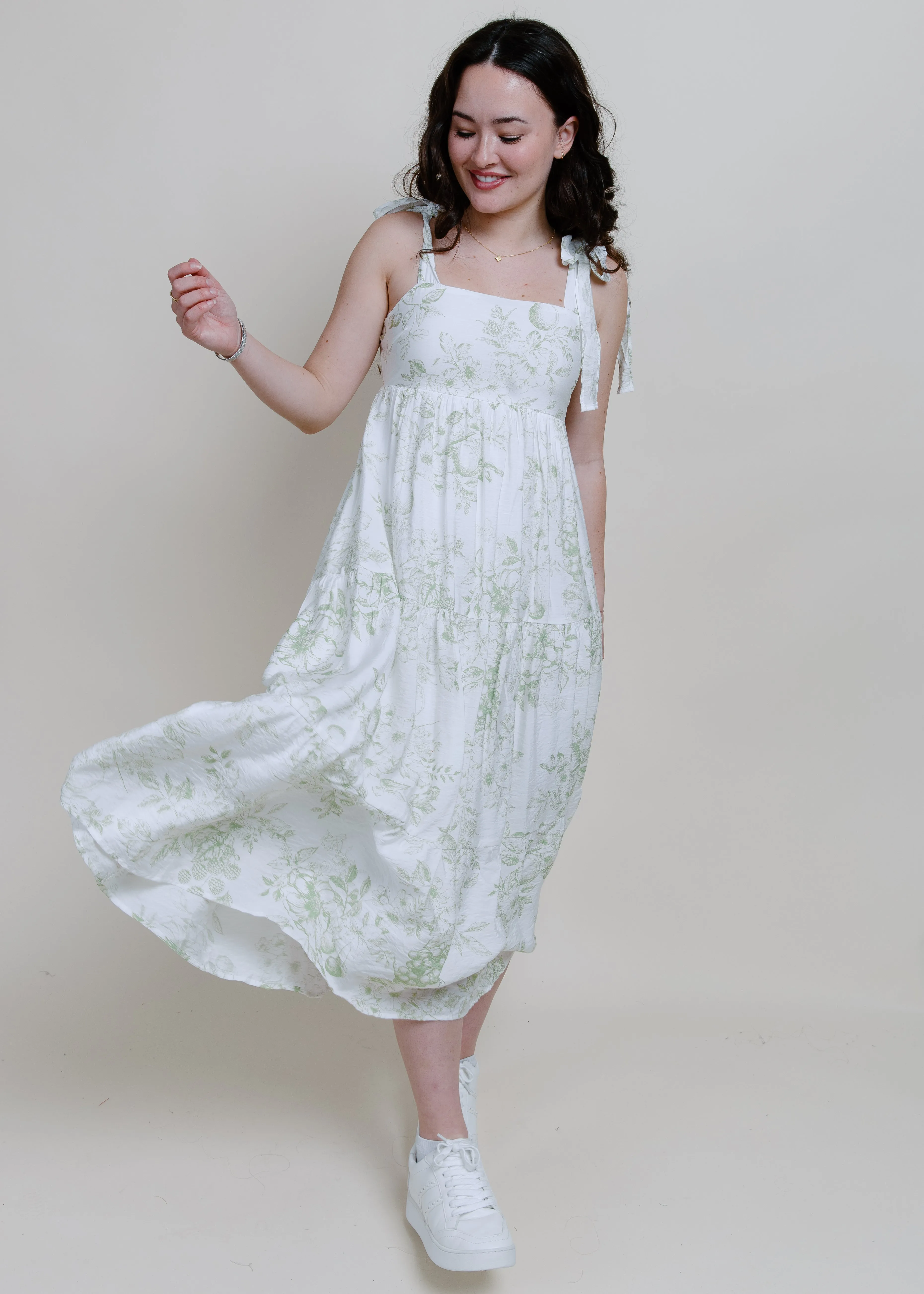 Fruit Blossom Tiered Midi Dress sold by Vinnie Louise