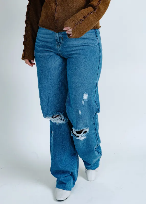 Krysta Distressed Denim - Medium Wash made by Vinnie Louise