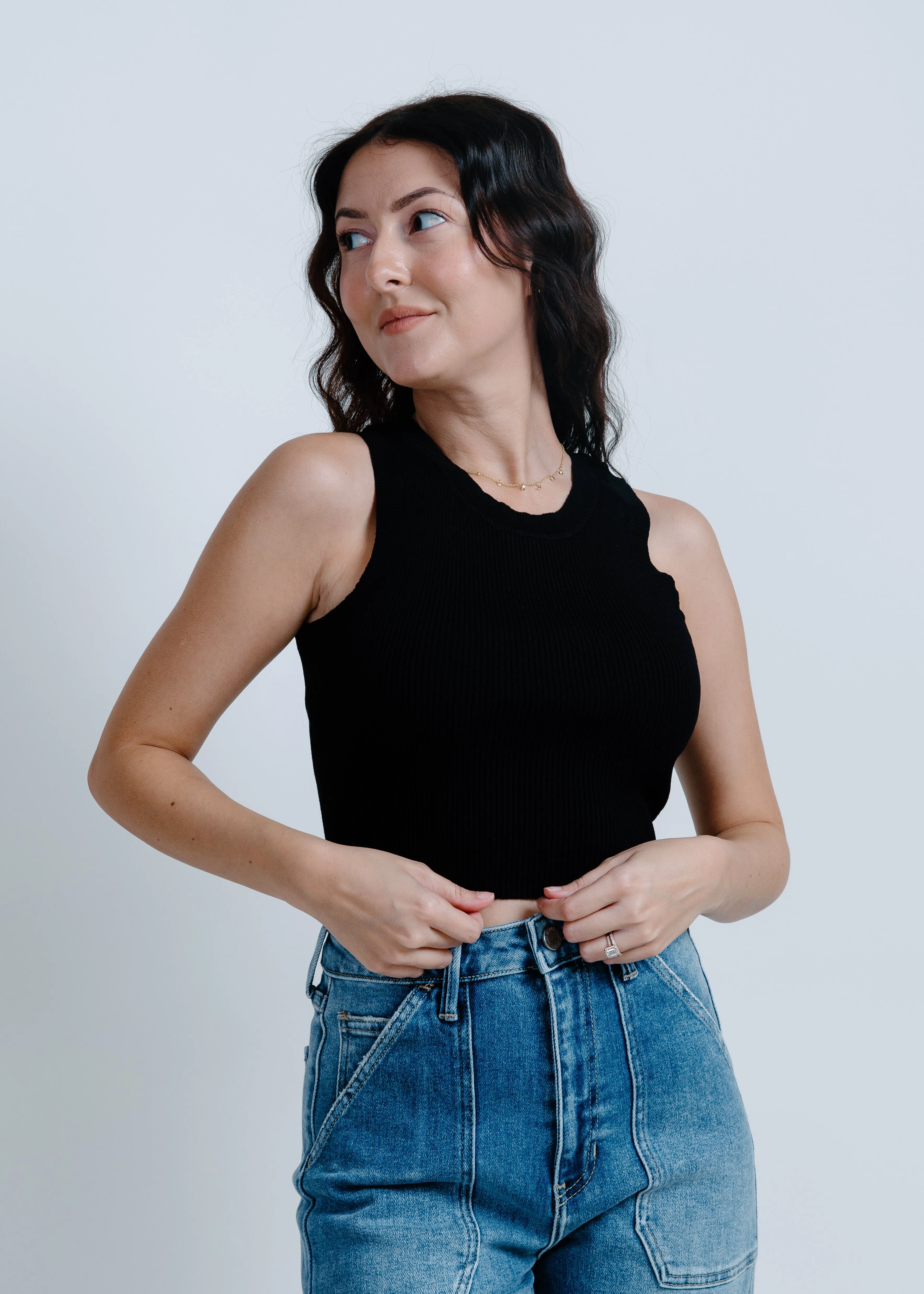 Hailey Ribbed Tank - Black sold by Vinnie Louise