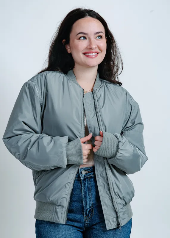 City Girl Ruched Bomber Jacket - Olive sold by Vinnie Louise
