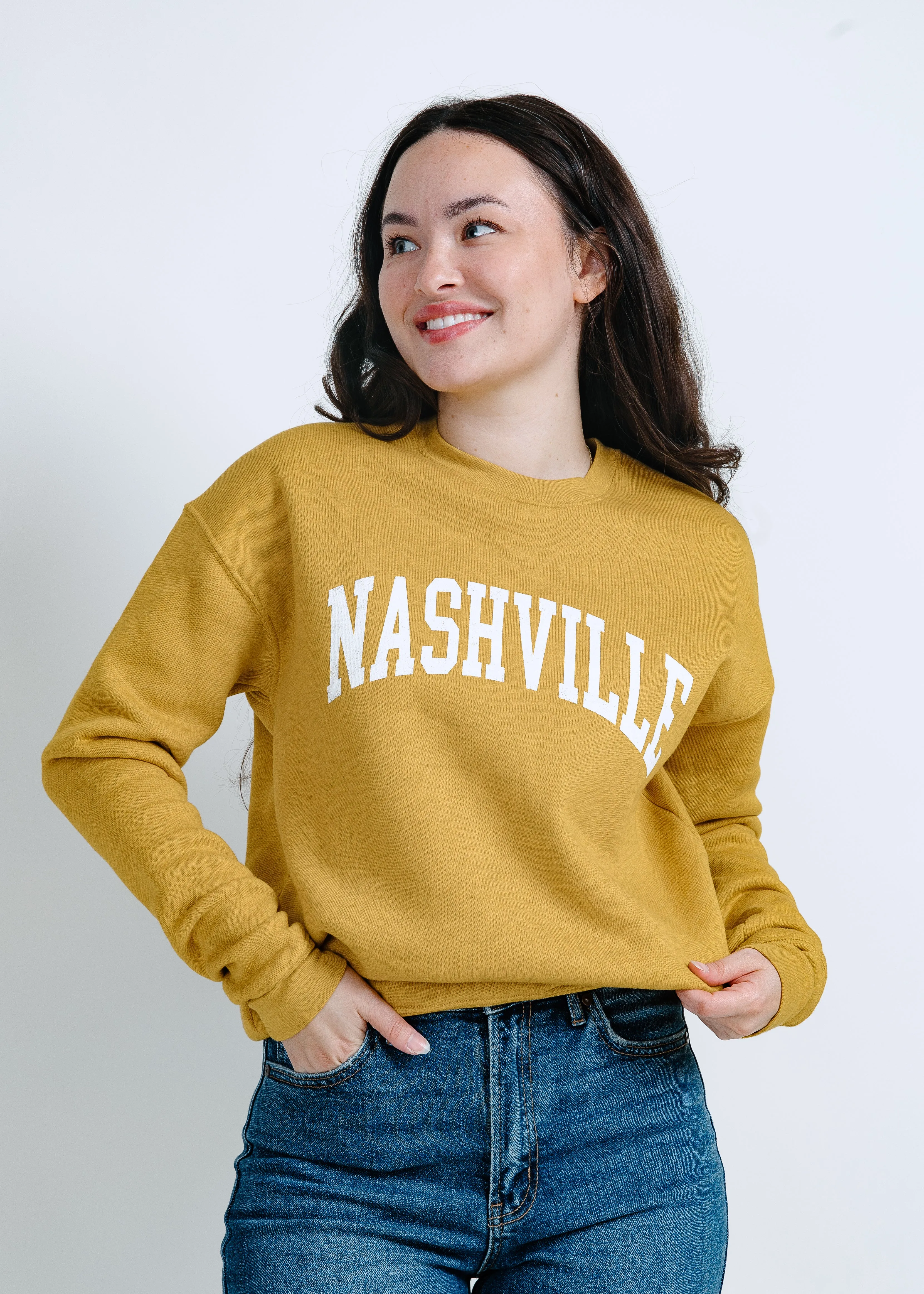 Nashville Graphic Crewneck - Mustard sold by Vinnie Louise