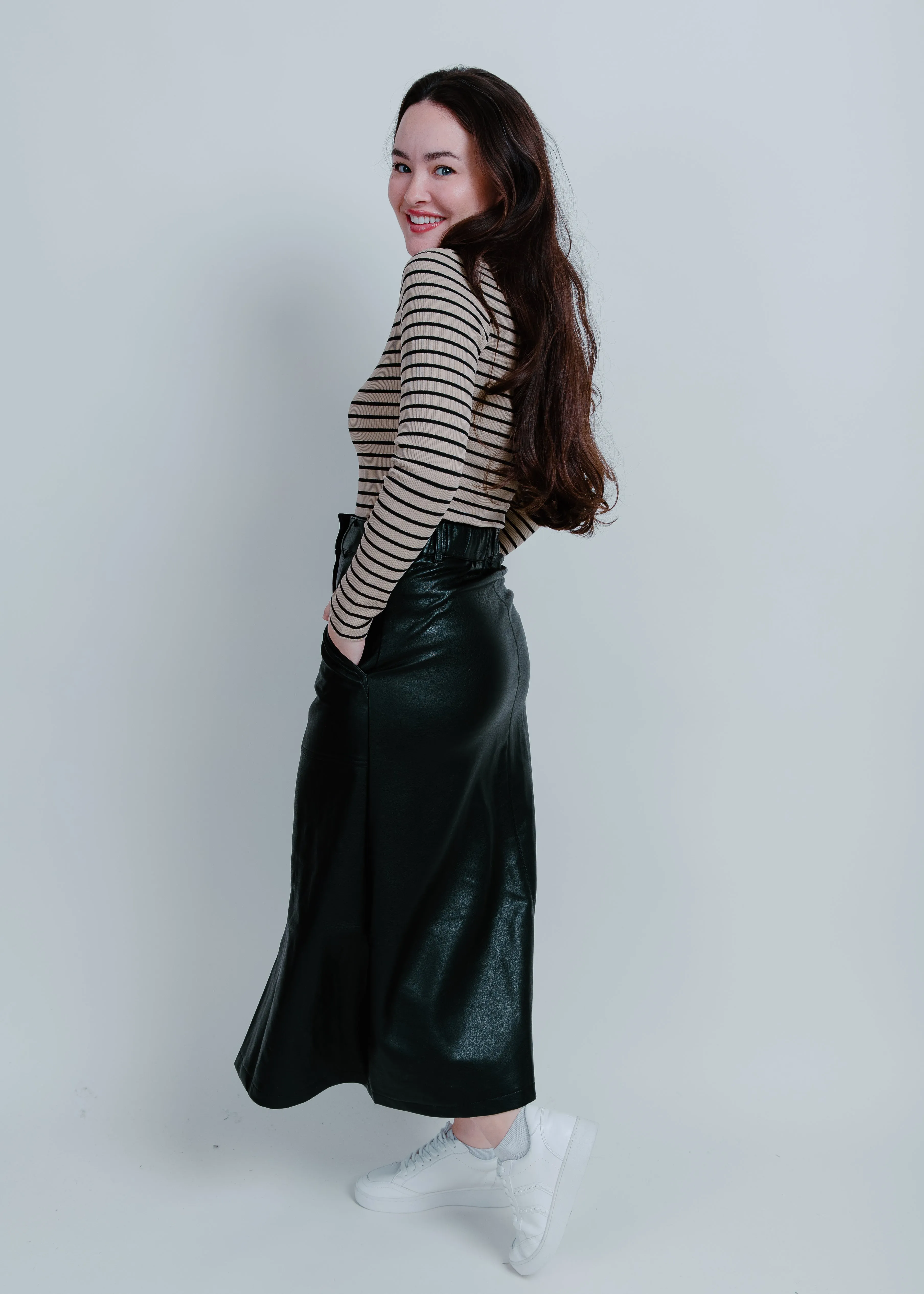 Lena Faux Leather Midi Skirt sold by Vinnie Louise product image thumbnail 2