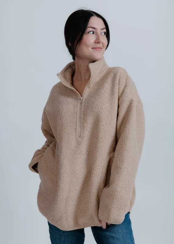 Tiara Sherpa Zip Up - Taupe sold by Vinnie Louise