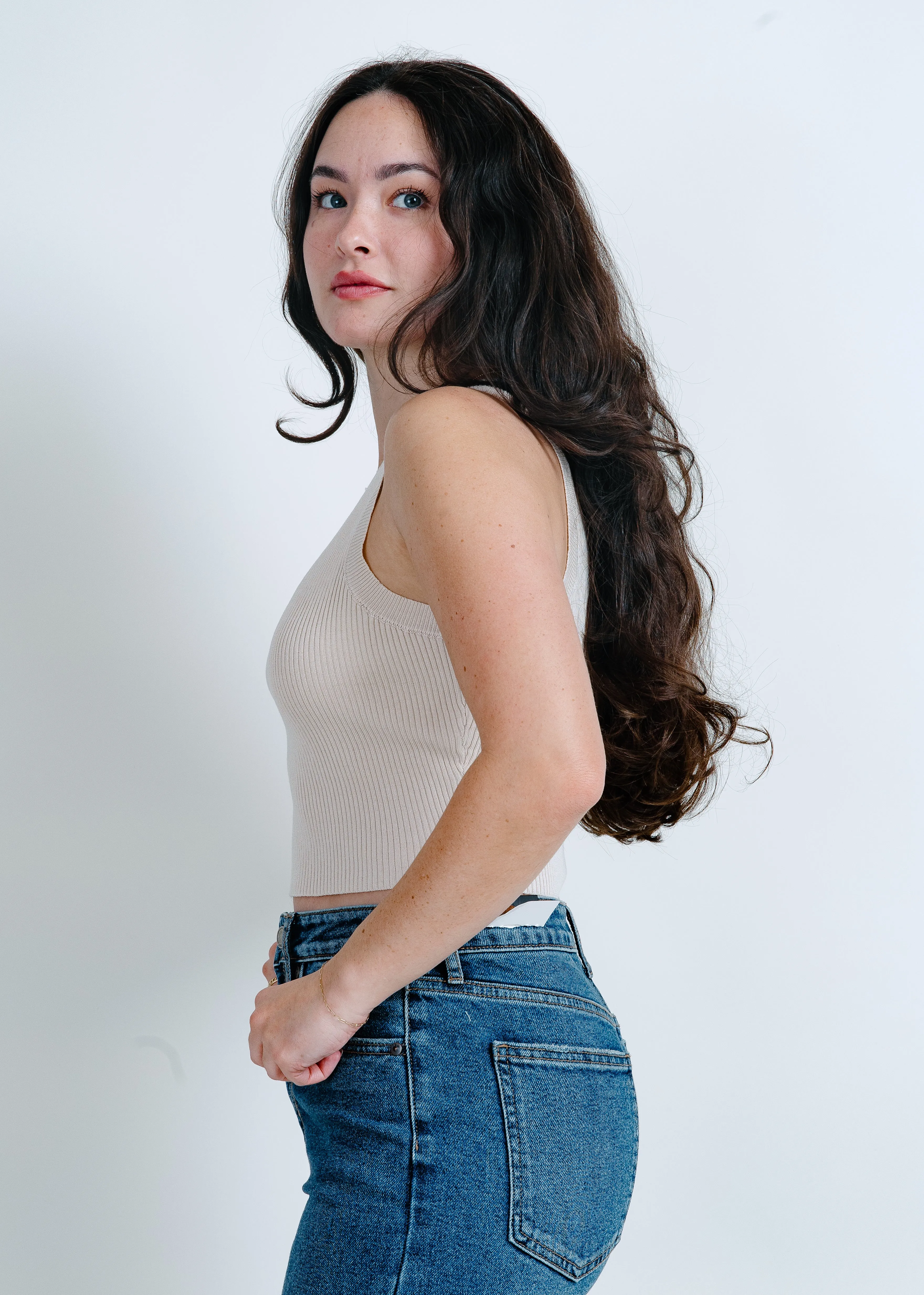 Hailey Ribbed Tank - Cream sold by Vinnie Louise product image thumbnail 2