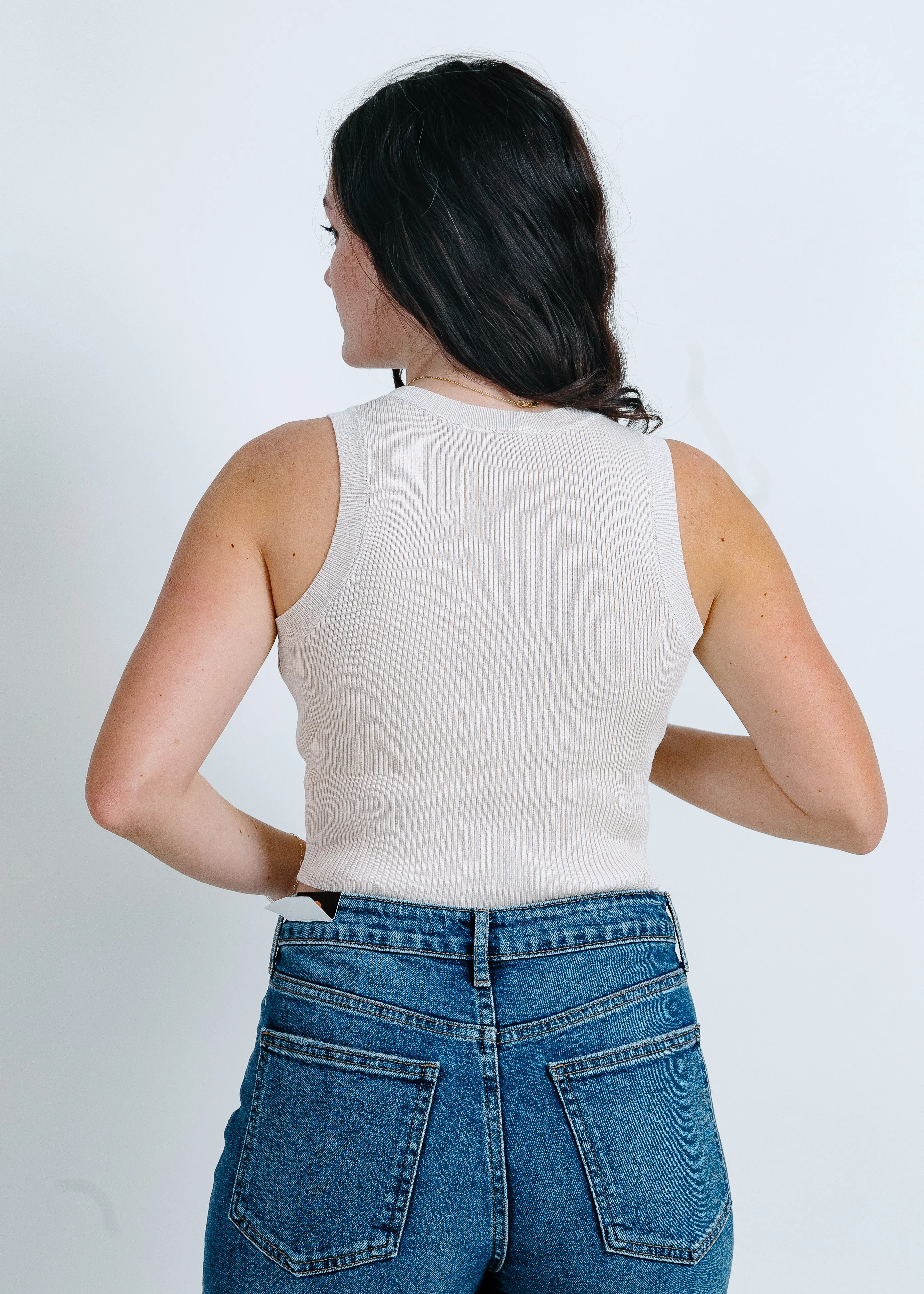 Hailey Ribbed Tank - Cream sold by Vinnie Louise product image thumbnail 3