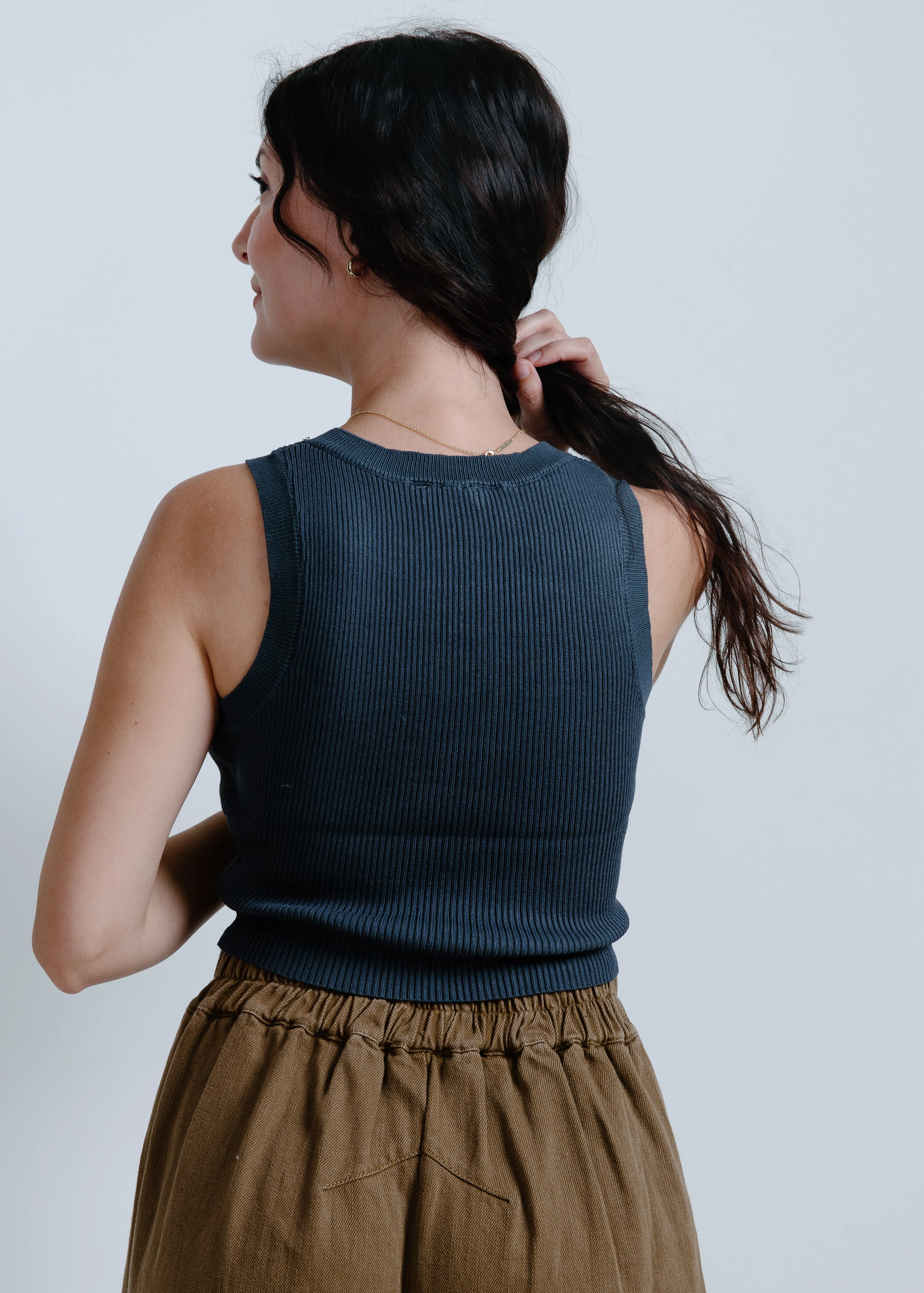 Hailey Ribbed Tank - Charcoal sold by Vinnie Louise product image thumbnail 3