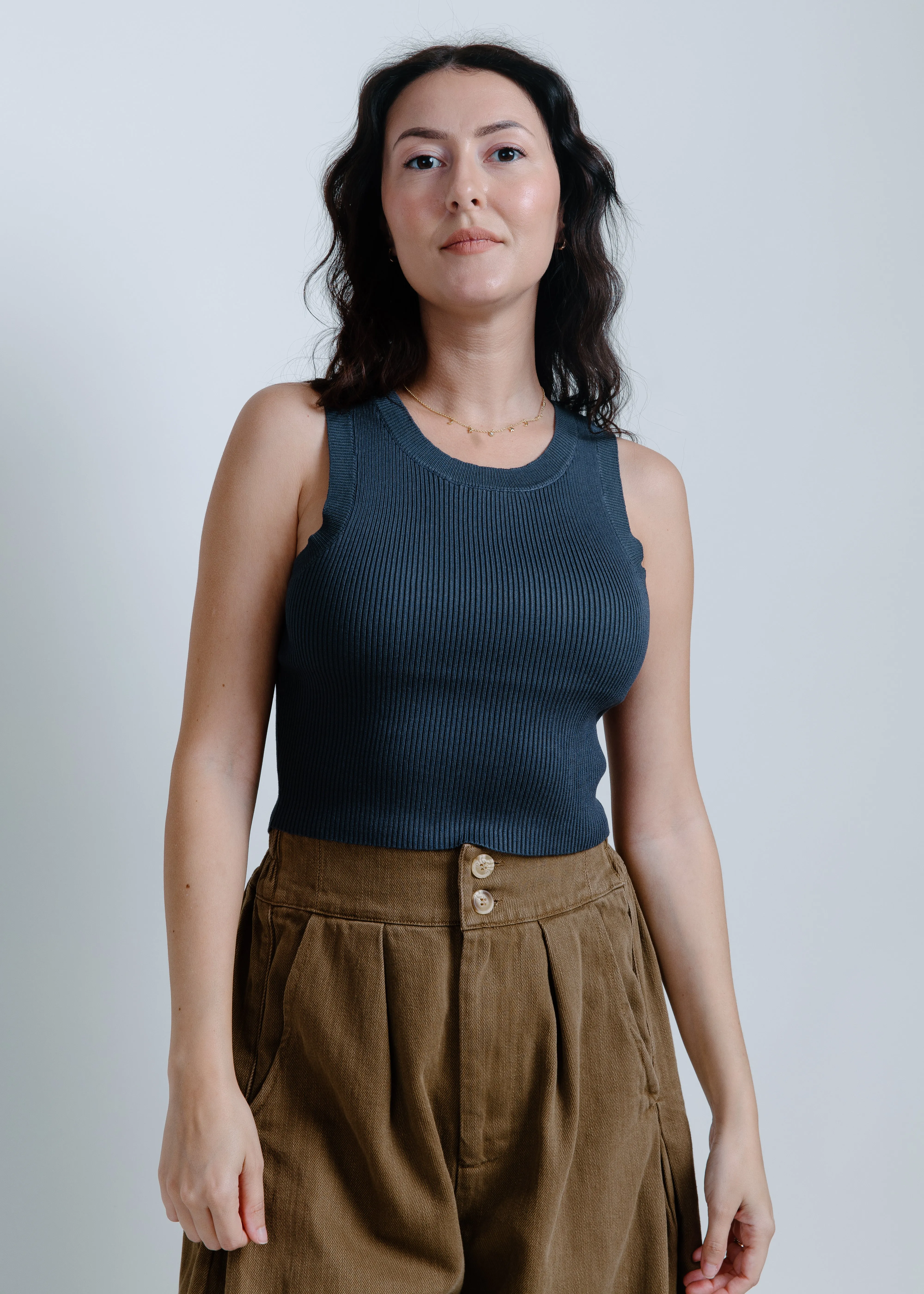 Hailey Ribbed Tank - Charcoal sold by Vinnie Louise product image thumbnail 4