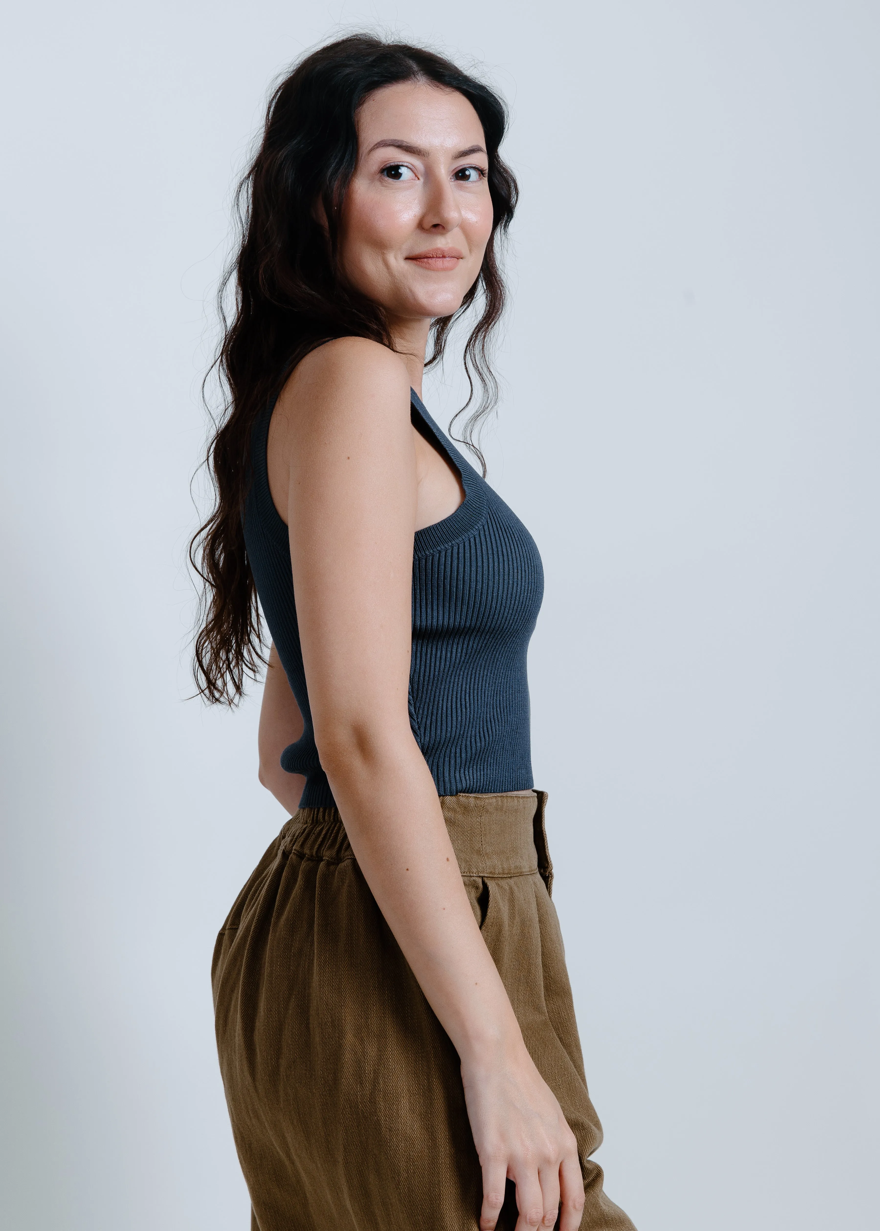 Hailey Ribbed Tank - Charcoal sold by Vinnie Louise product image thumbnail 2