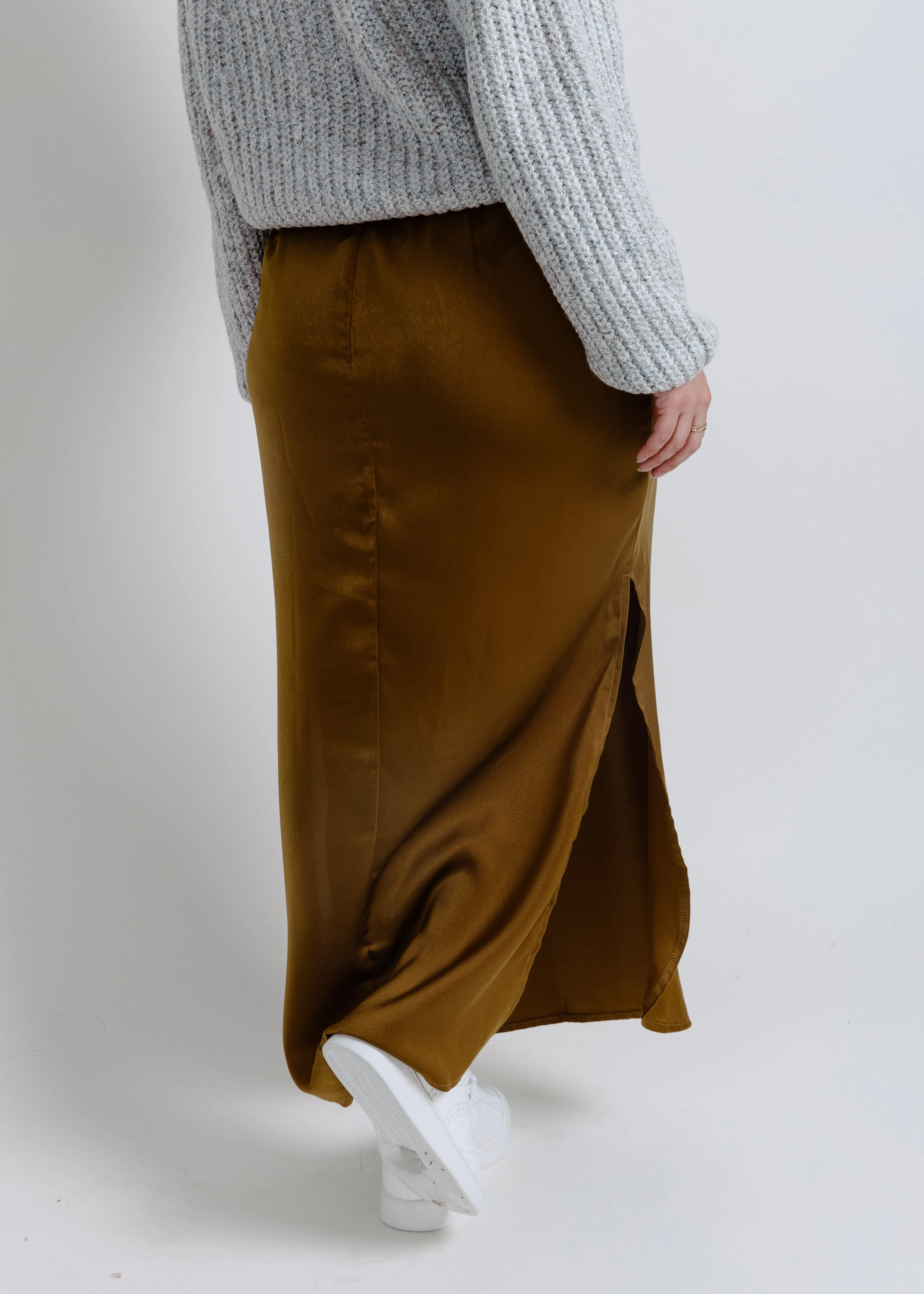 Kaity Satin Side Slit Midi Skirt sold by Vinnie Louise product image thumbnail 3