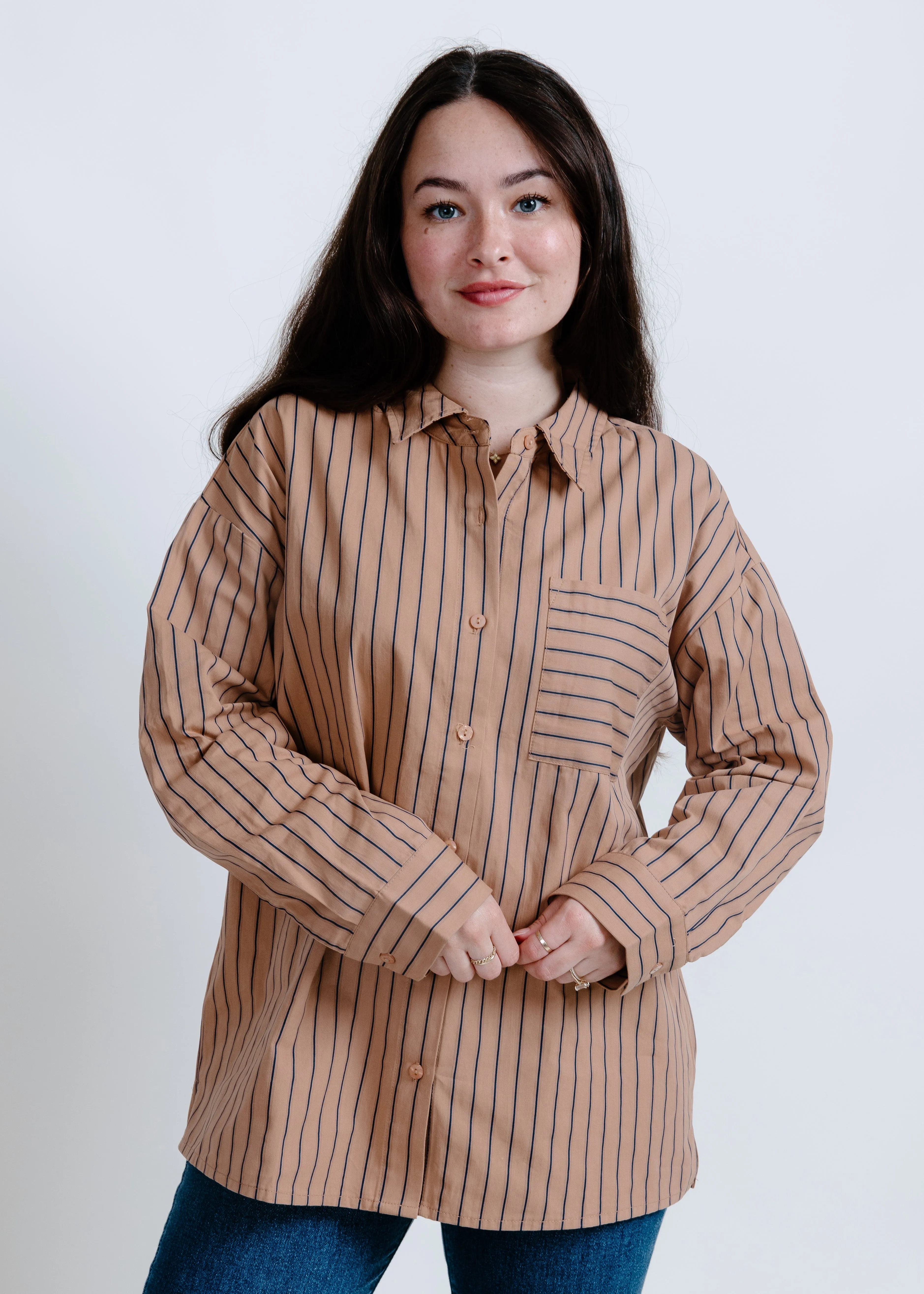 Carrie Striped Button Down Top sold by Vinnie Louise