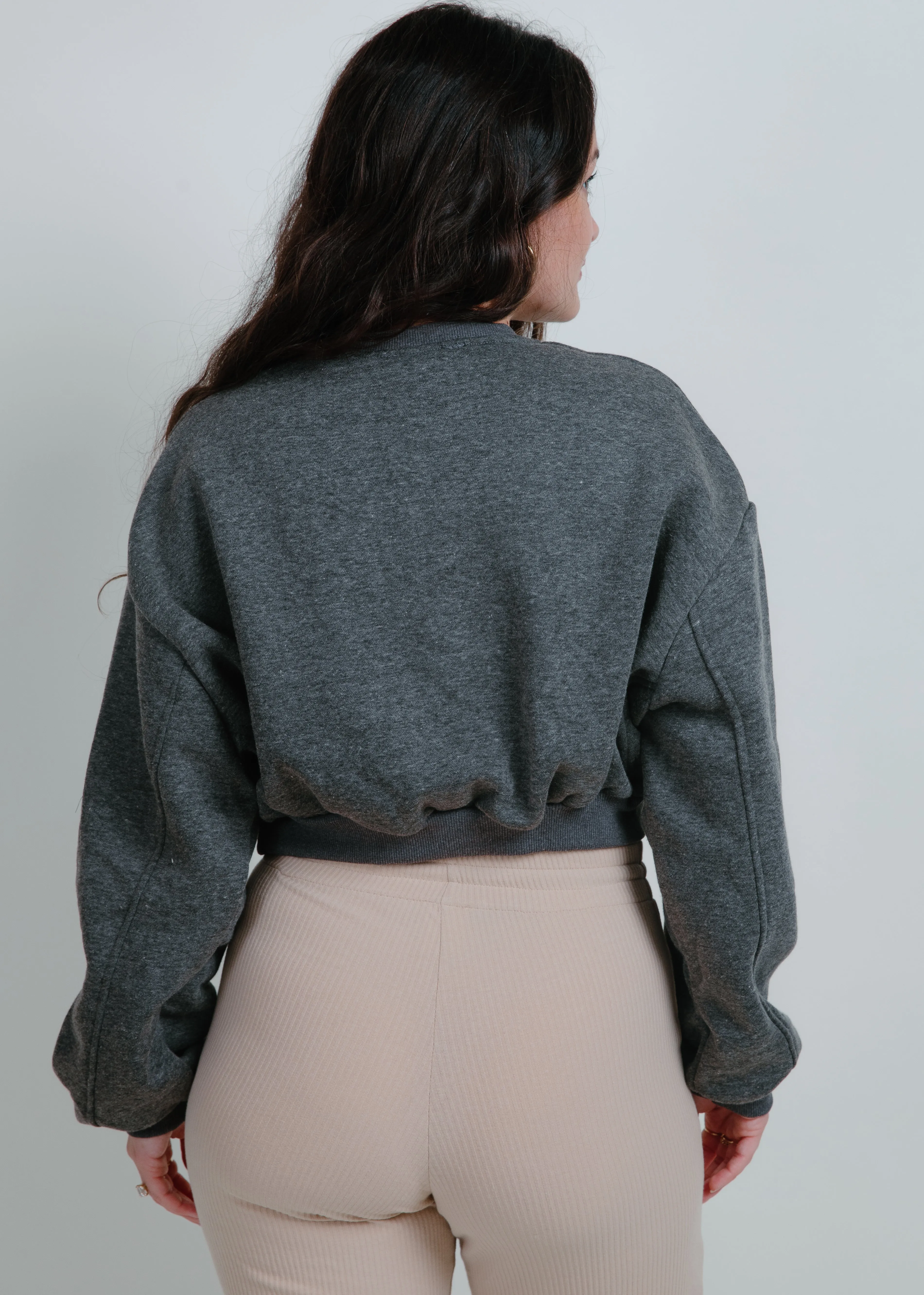 Penelope French Terry Cropped Sweatshirt - Charcoal sold by Vinnie Louise product image thumbnail 3