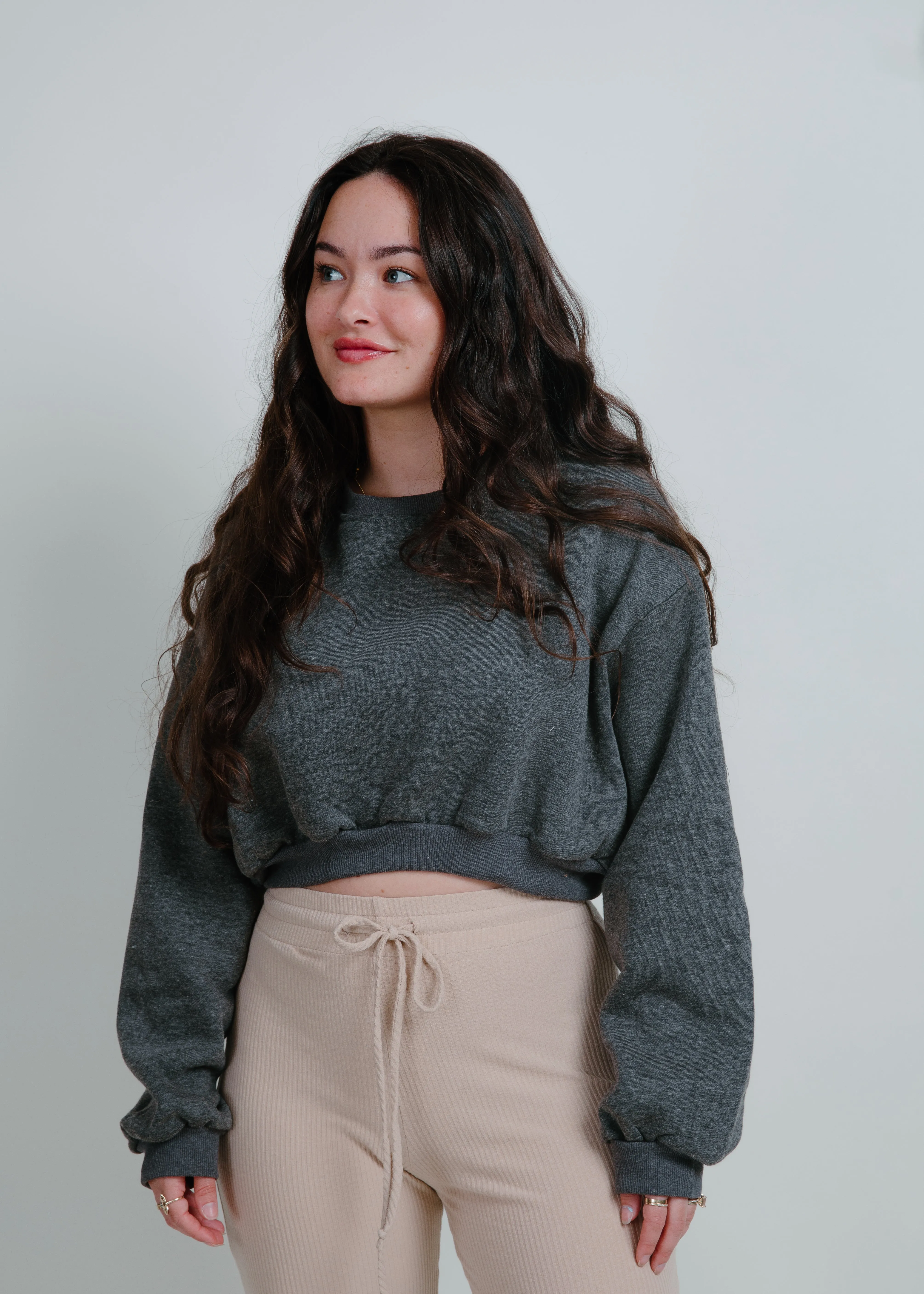 Penelope French Terry Cropped Sweatshirt - Charcoal sold by Vinnie Louise product image thumbnail 4