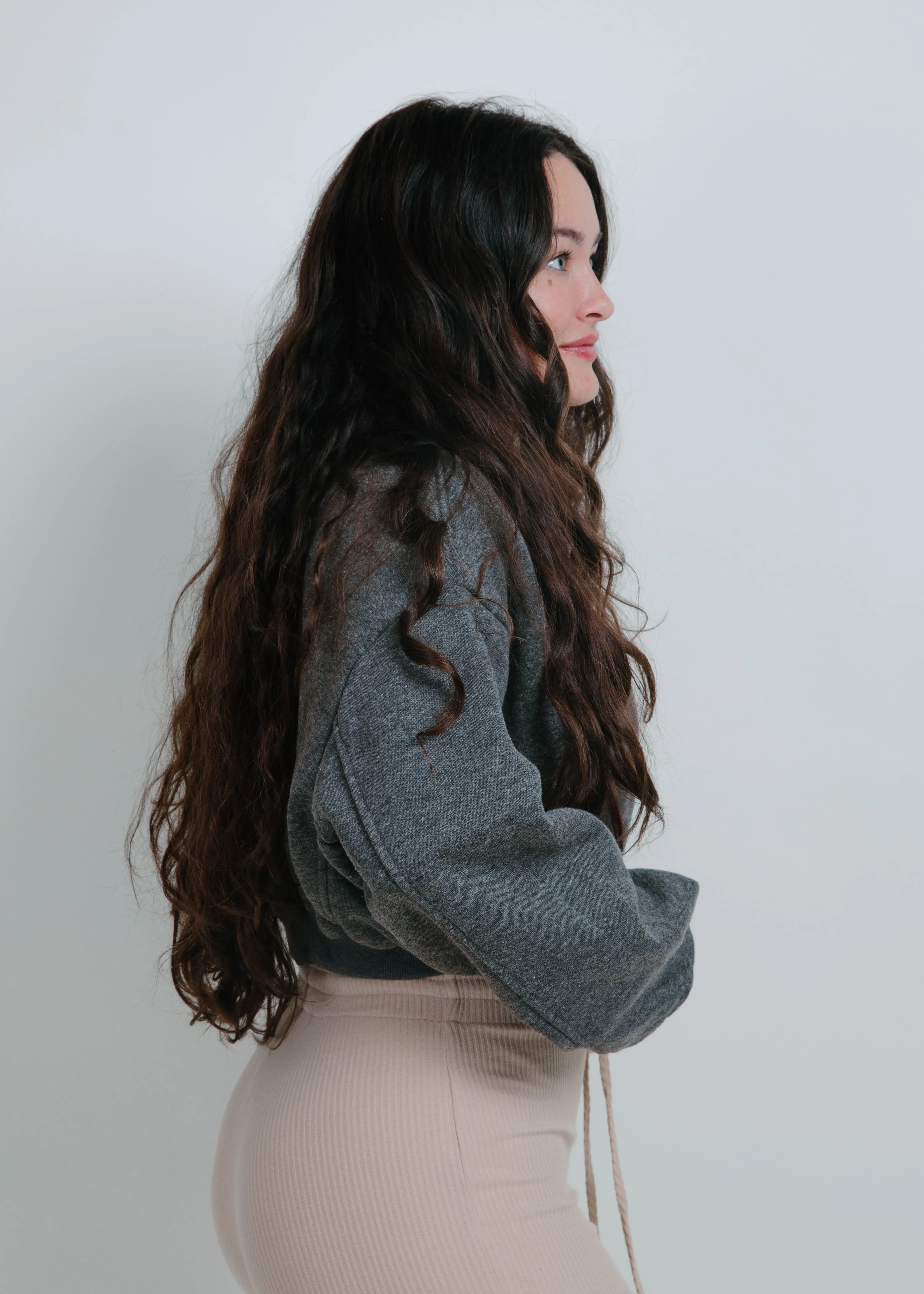 Penelope French Terry Cropped Sweatshirt - Charcoal sold by Vinnie Louise product image thumbnail 2