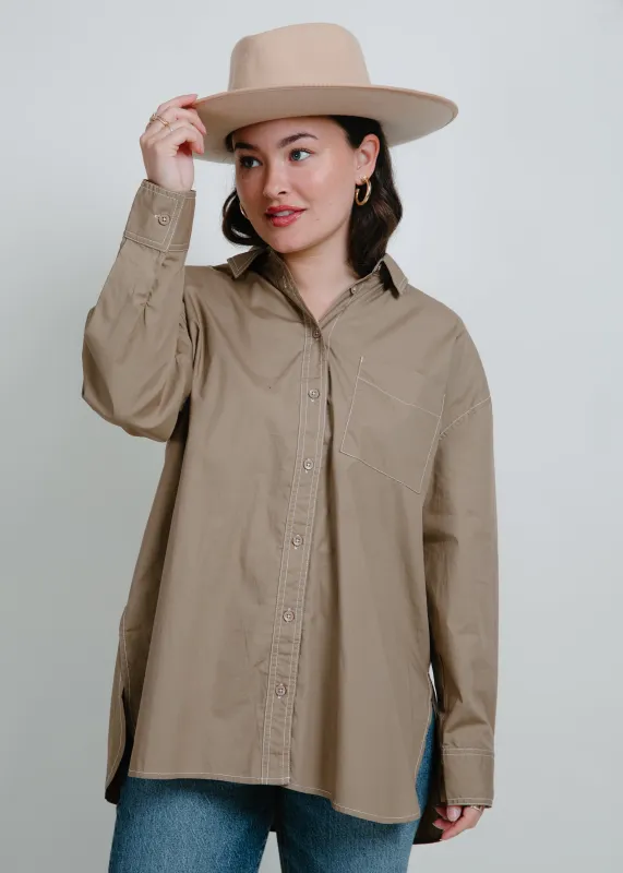 Make Way Button Up Blouse - Olive made by In February