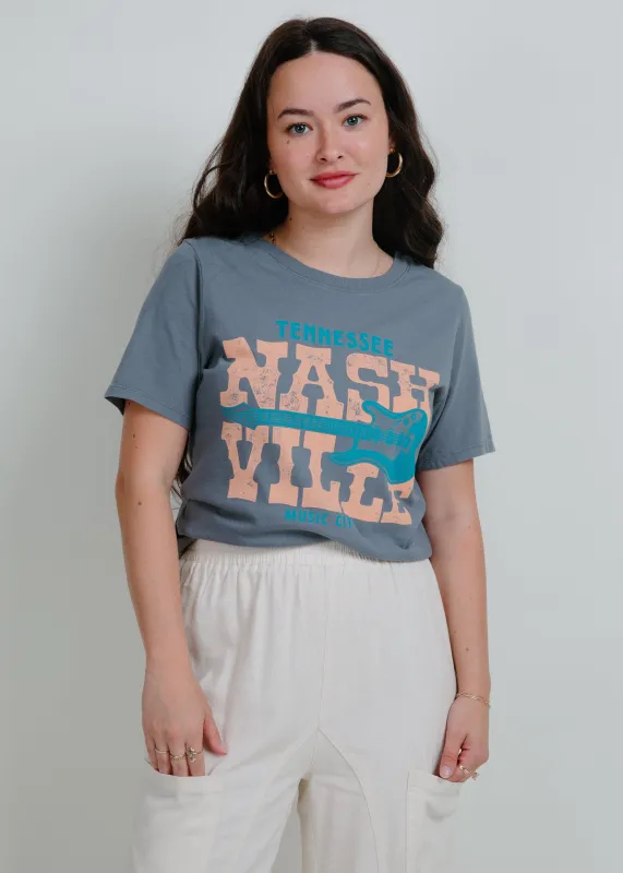 Nashville Guitar Graphic Tee - Charcoal sold by Vinnie Louise