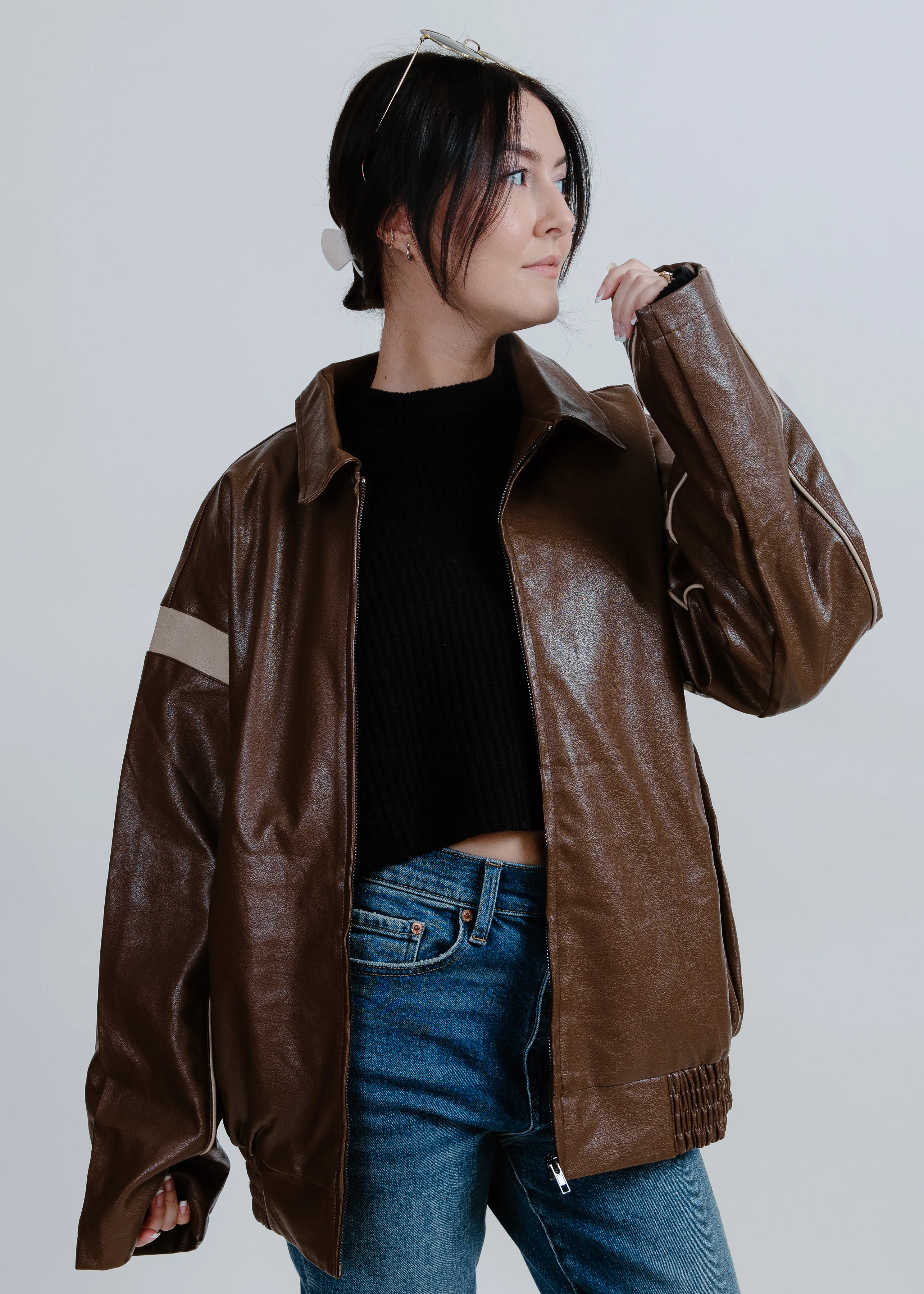 Georgia Leather Bomber Jacket sold by Vinnie Louise product image thumbnail 4