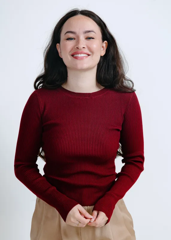 Brooke Ribbed Top - Wine made by Blu Pepper
