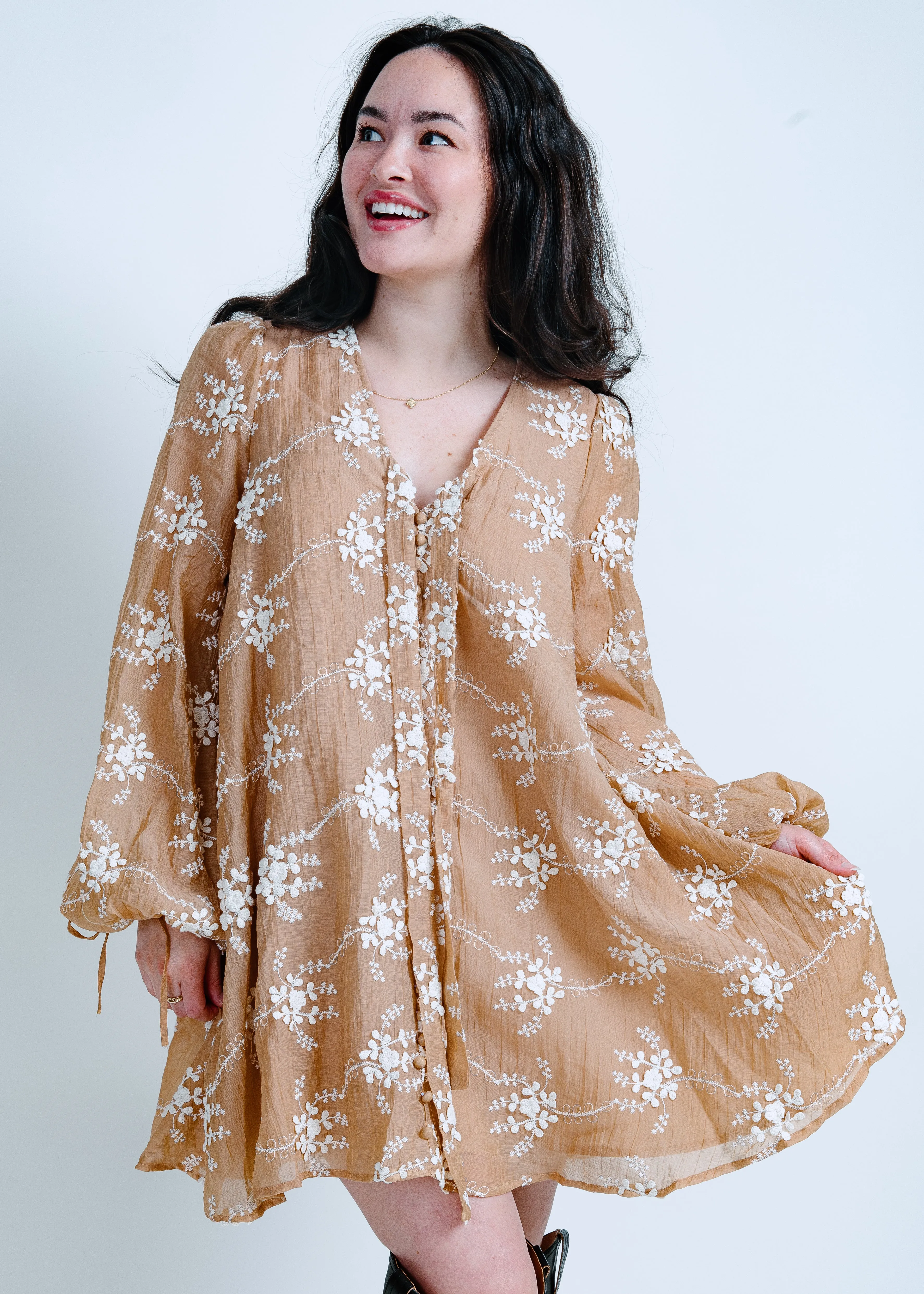 Willow Embroidered Mini Dress sold by Vinnie Louise