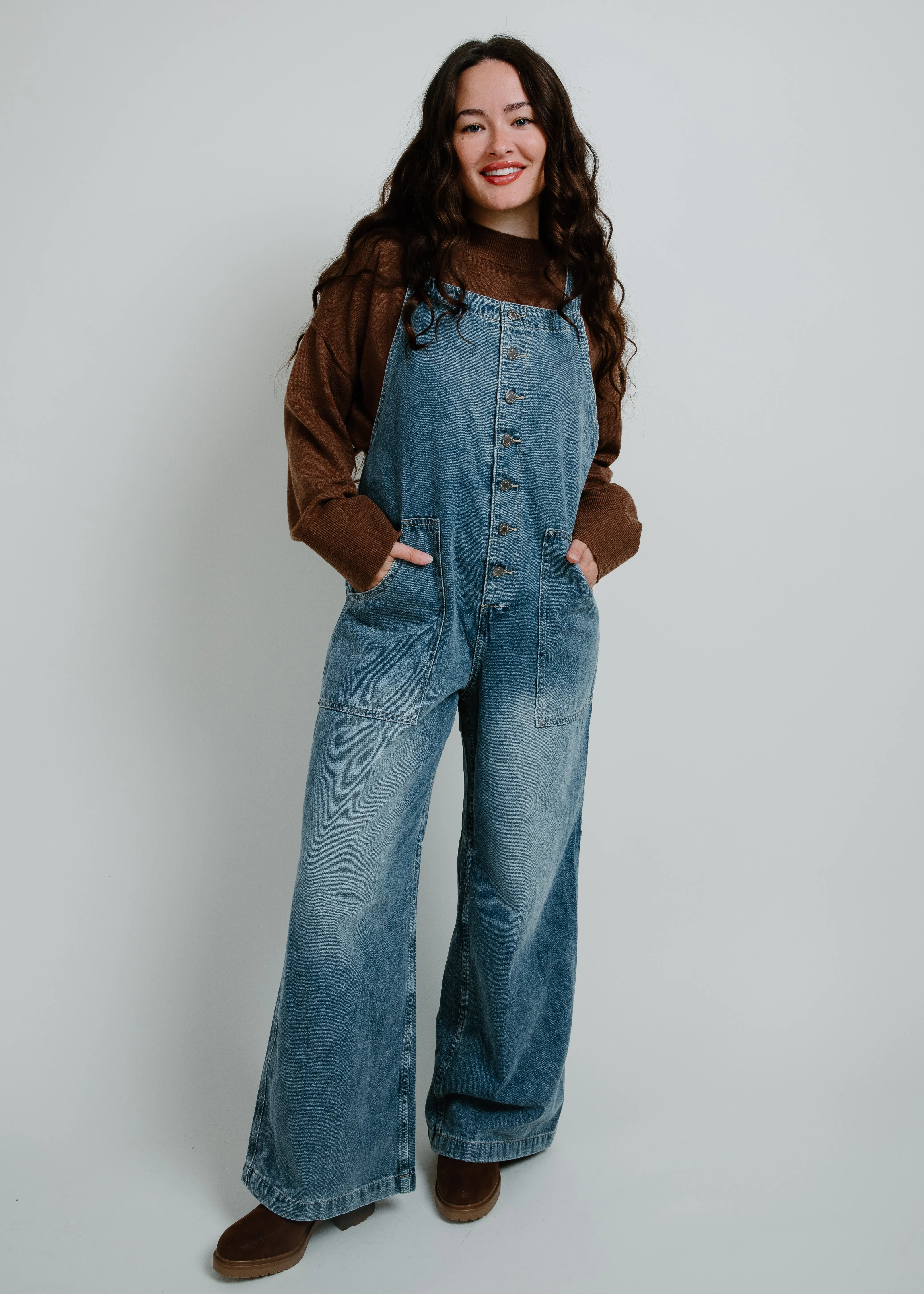 Monica Wide Leg Denim Overalls sold by Vinnie Louise product image thumbnail 5