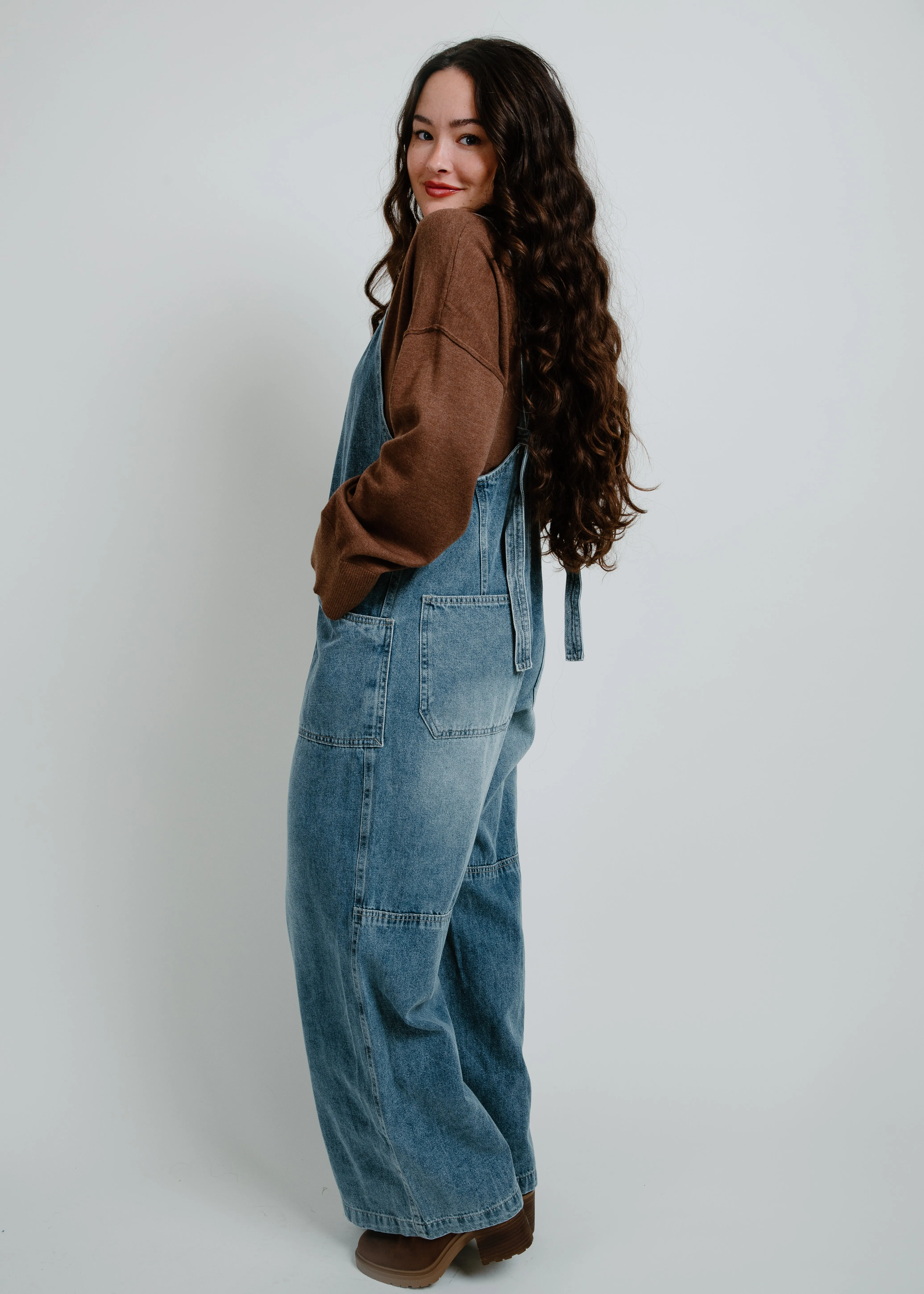 Monica Wide Leg Denim Overalls sold by Vinnie Louise product image thumbnail 4