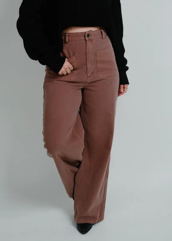 Hilton Wide-Leg Pants - Chestnut made by HYFVE
