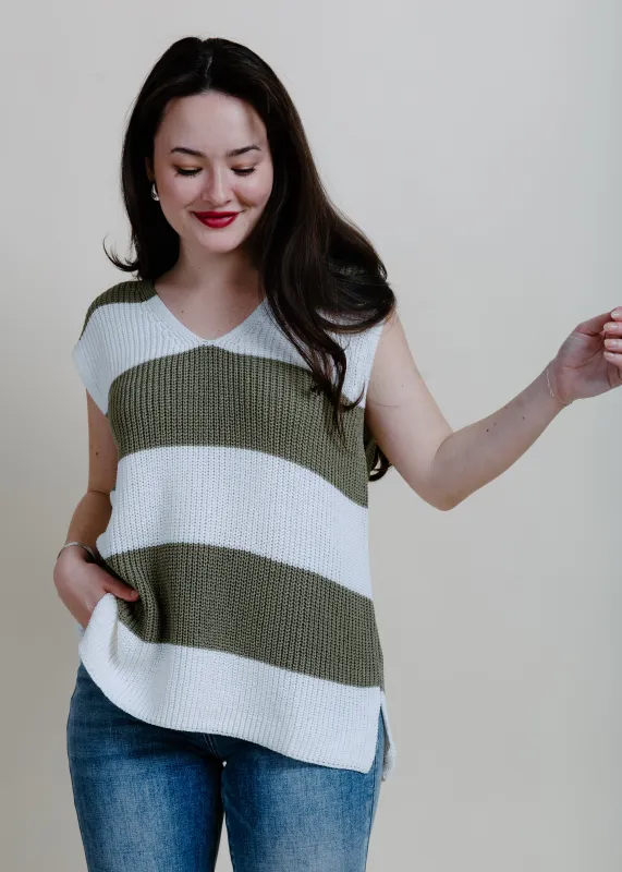 Maya Stripe Knit Tank - Olive sold by Vinnie Louise