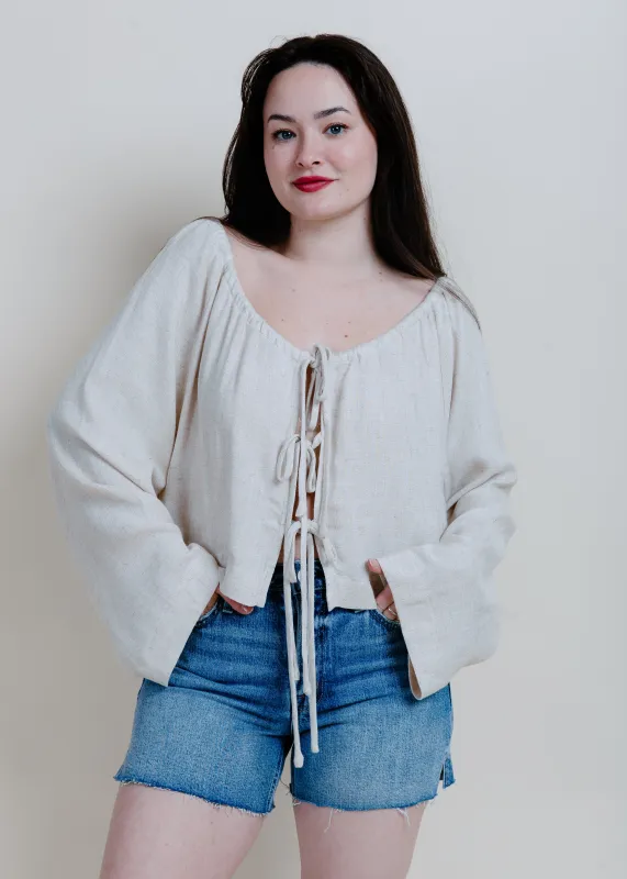 Little Miss Tie Front Top - Linen sold by Vinnie Louise