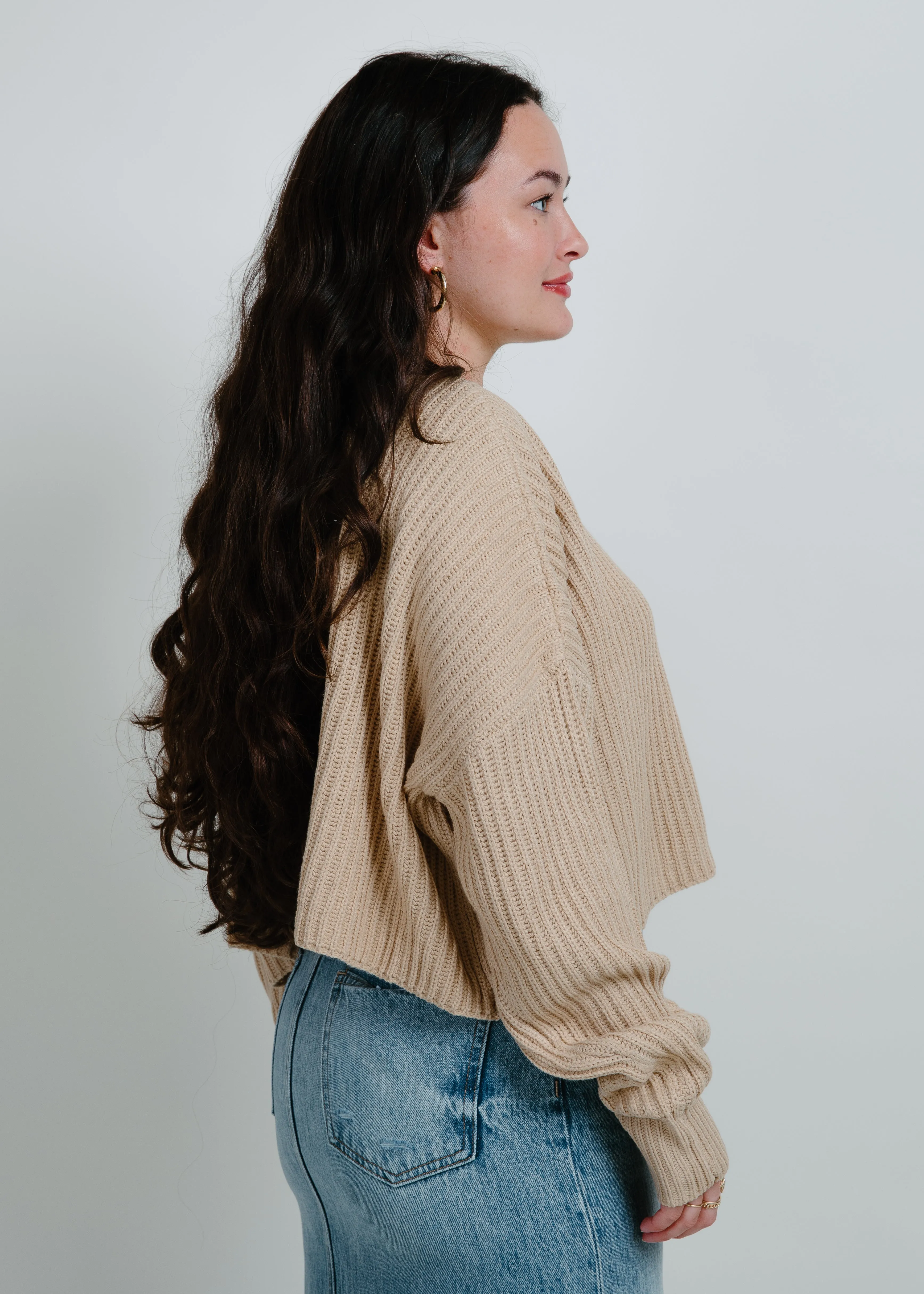 Sweet Ribbed Cropped Sweater - Cream sold by Vinnie Louise product image thumbnail 2