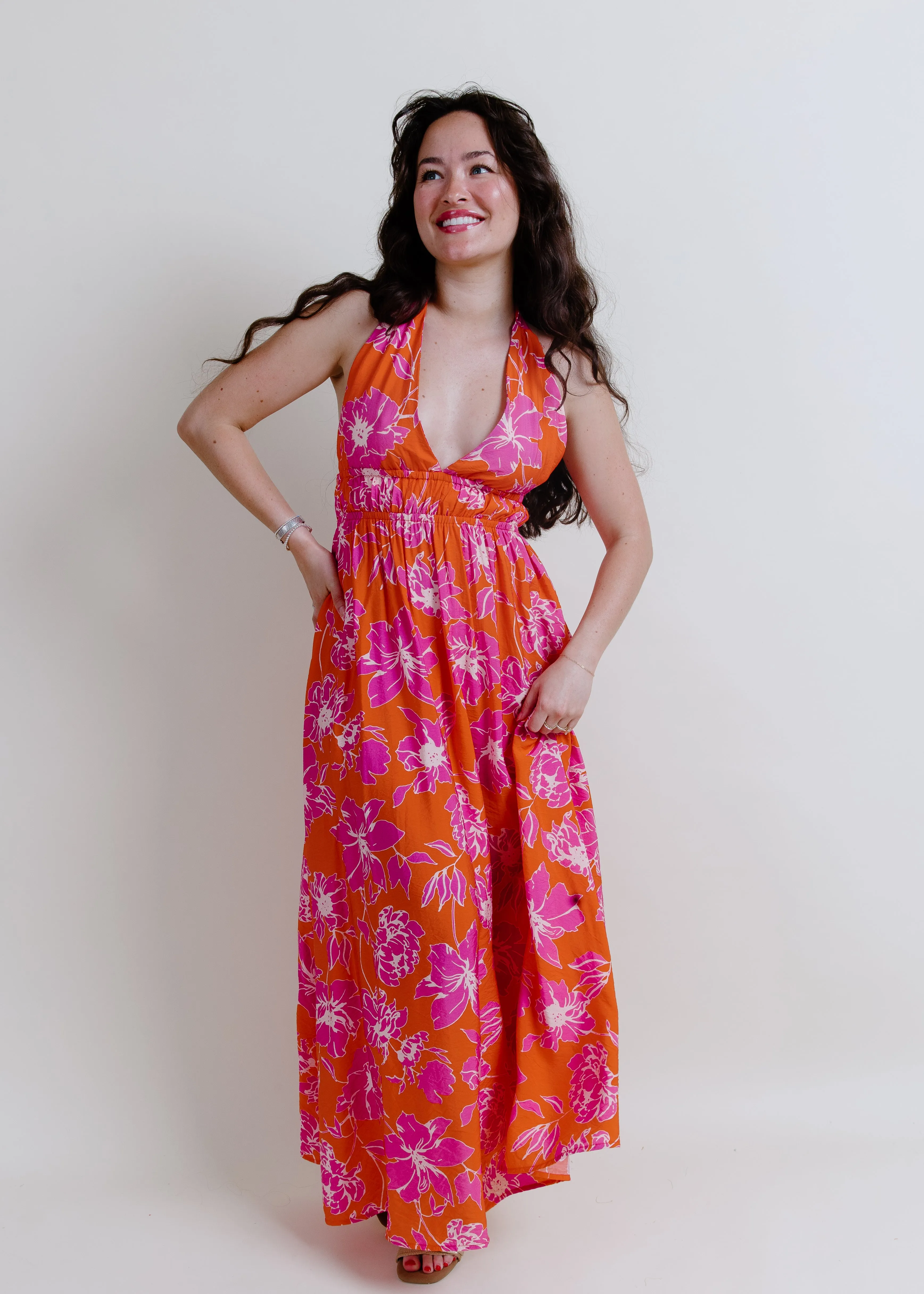 Alaya Floral Halter Maxi Dress sold by Vinnie Louise