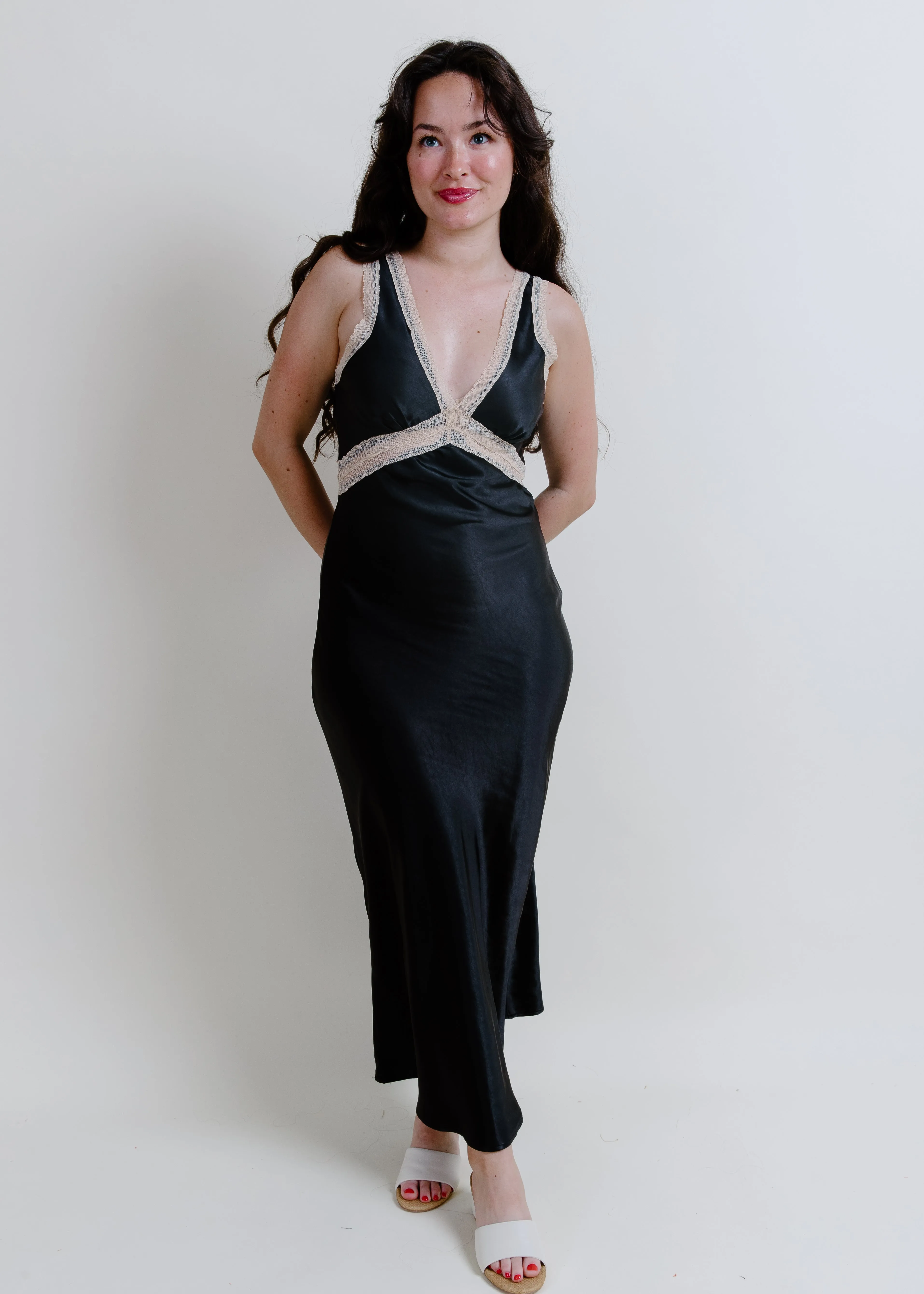 Charleston Satin Maxi Dress - Black sold by Vinnie Louise product image thumbnail 2