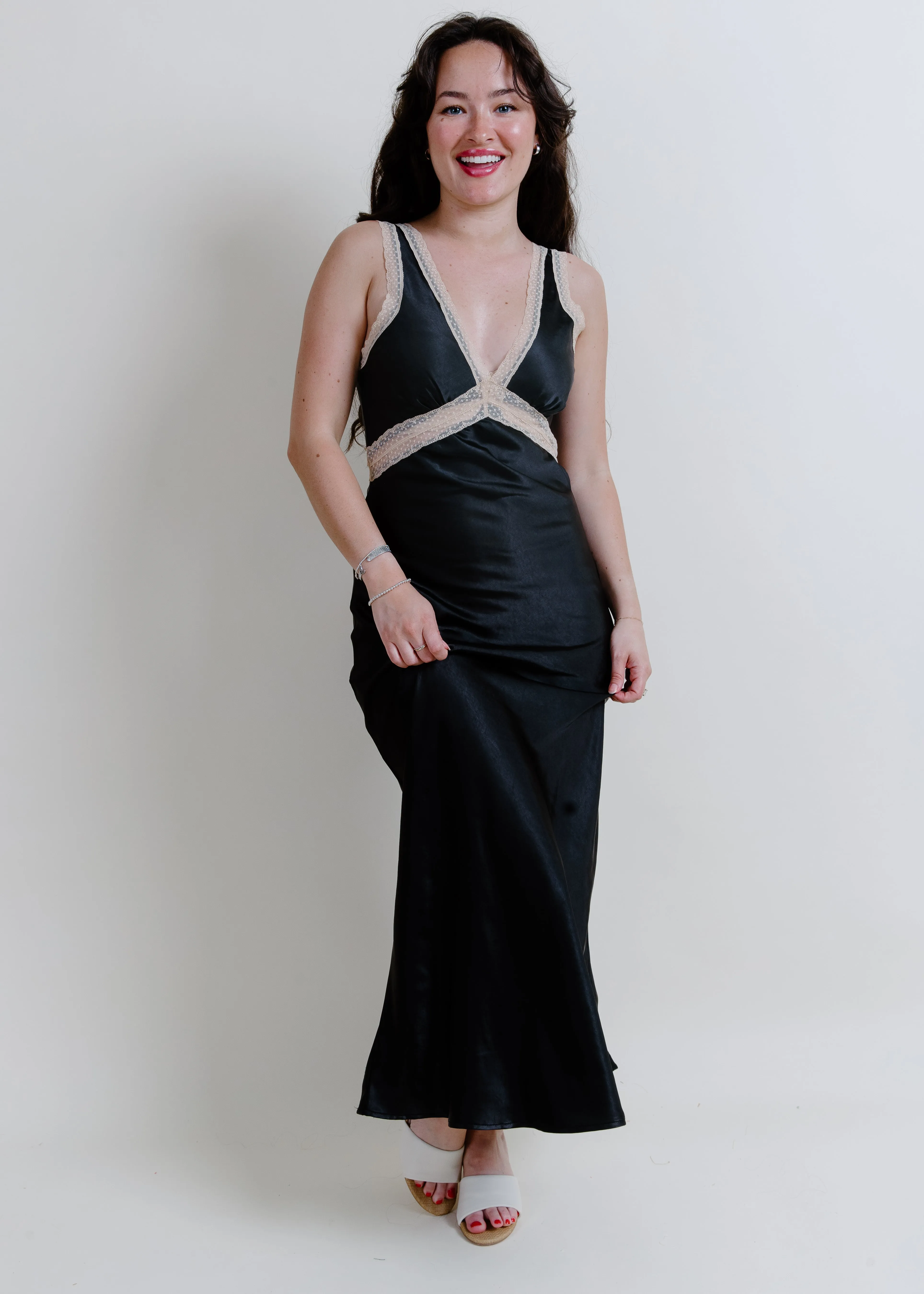 Charleston Satin Maxi Dress - Black sold by Vinnie Louise product image thumbnail 4