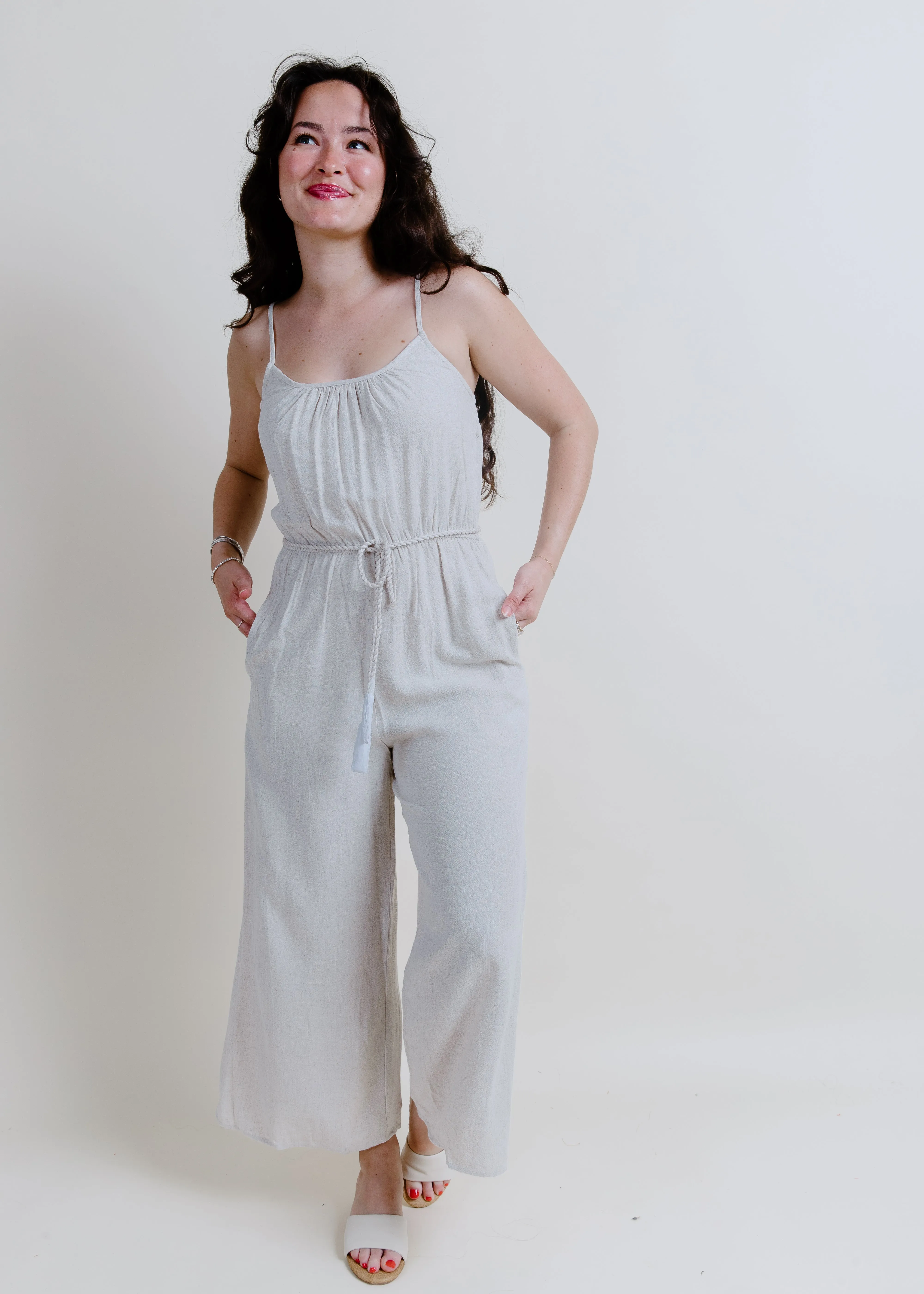 Ashlynn Wide Leg Jumpsuit - Natural sold by Vinnie Louise