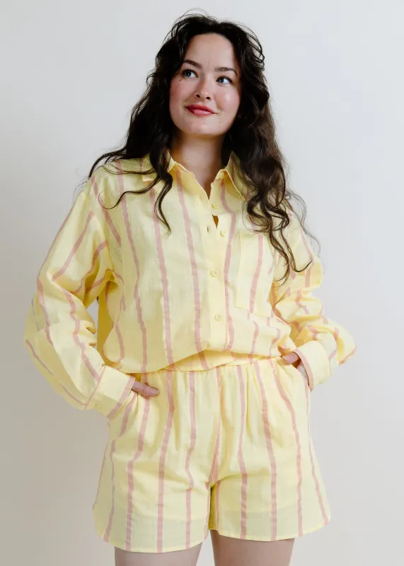 Cecily Striped Shorts - Lemon sold by Vinnie Louise