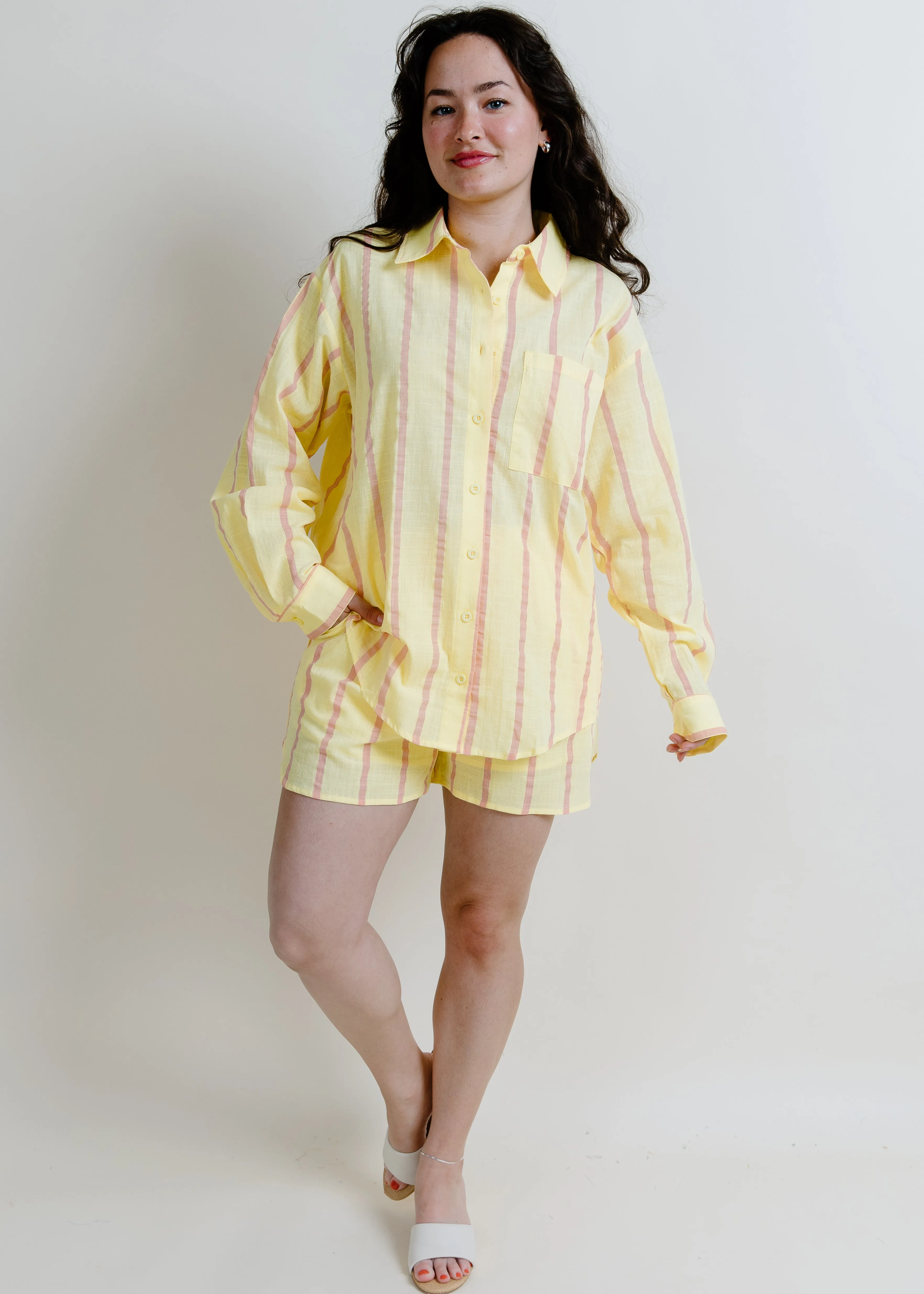 Çecily Striped Button Down - Lemon sold by Vinnie Louise