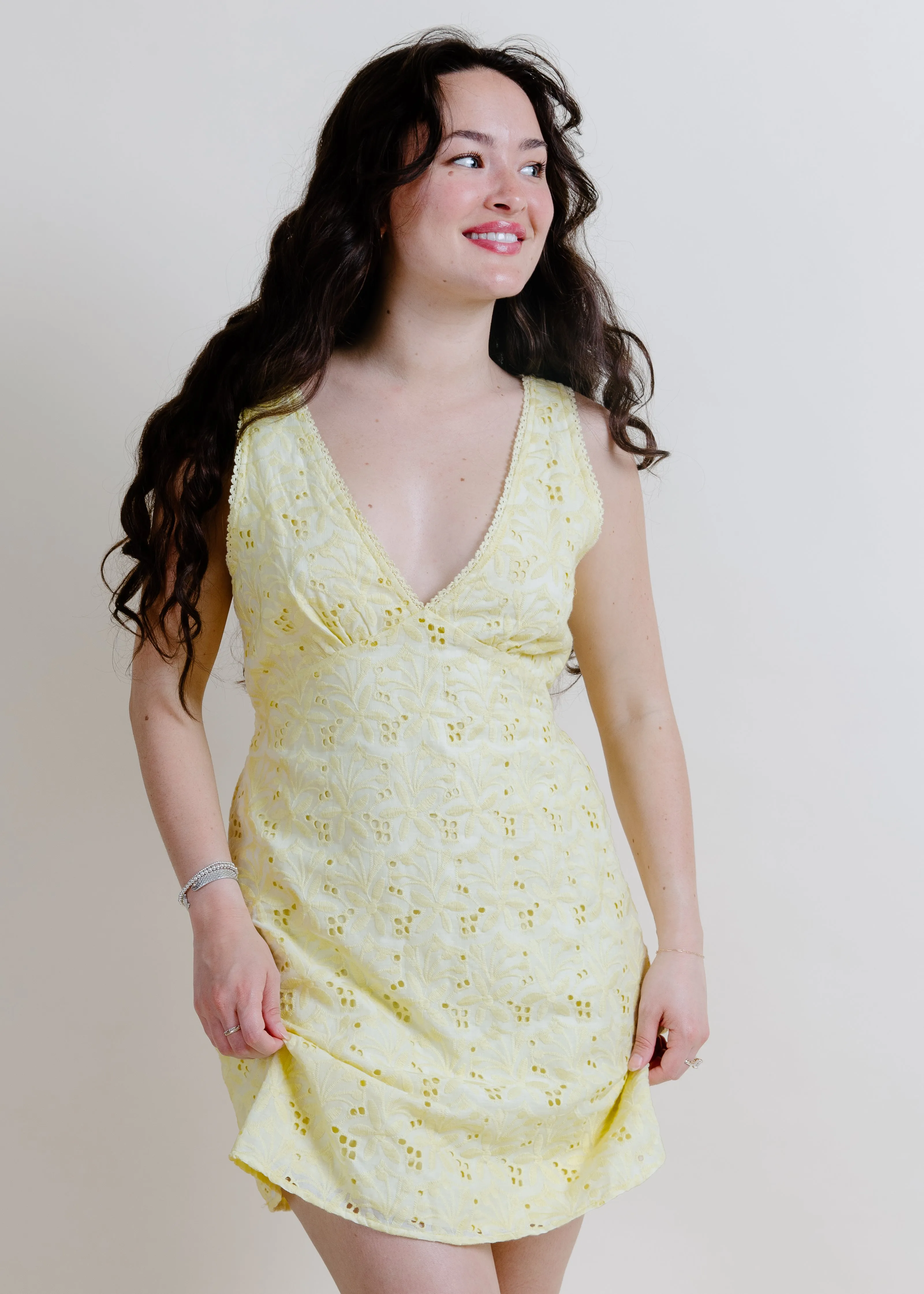 Lemon Capri Embroidered Mini Dress sold by Vinnie Louise product image thumbnail 5