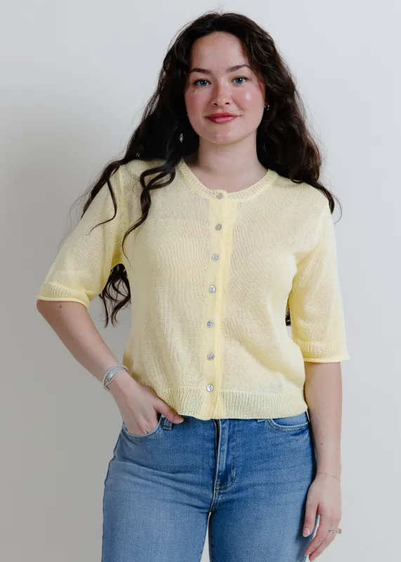 Catching Sun Button Cardigan - Lemon sold by Vinnie Louise
