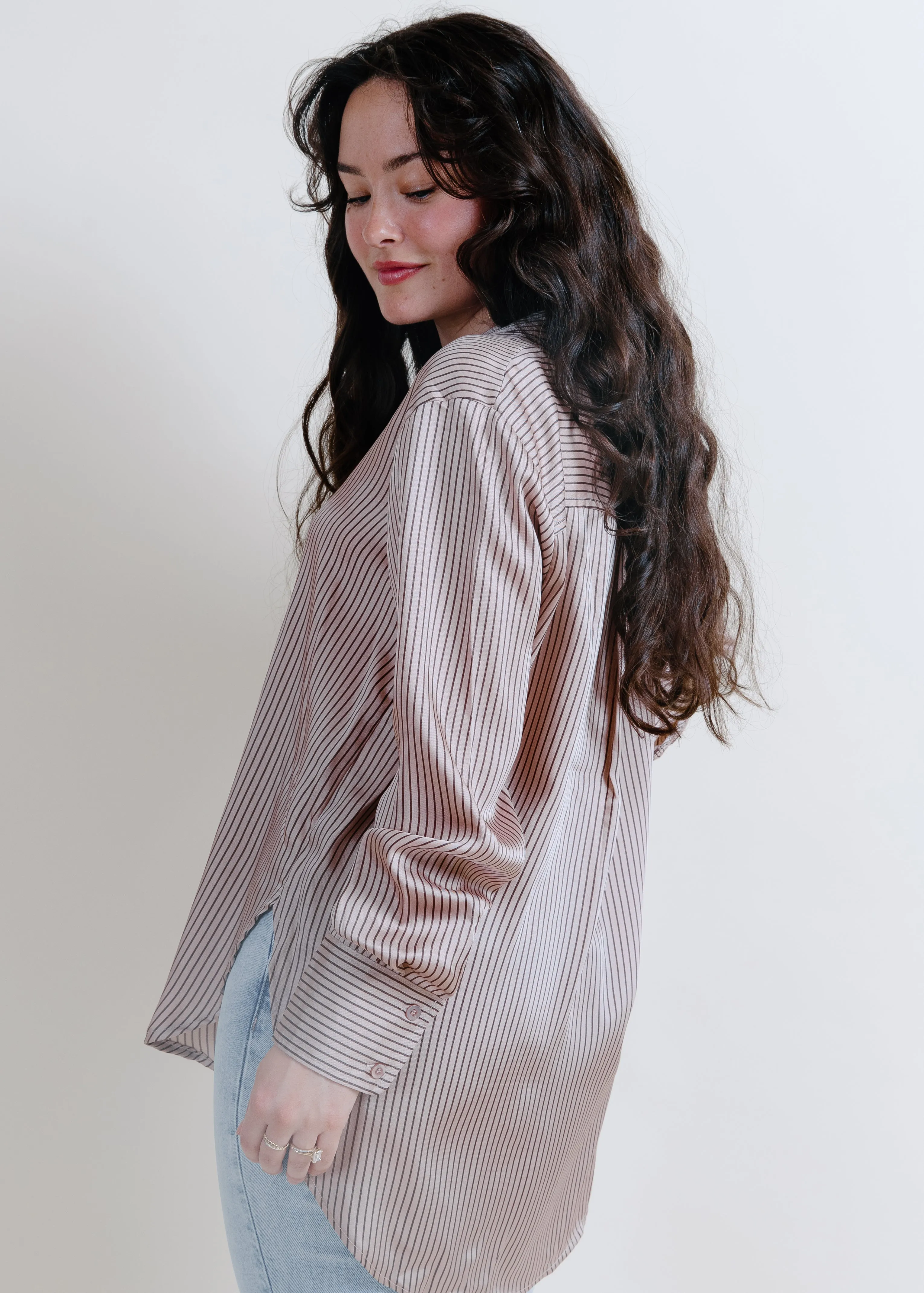 Brixley Pinstripe Button Up - Mauve sold by Vinnie Louise product image thumbnail 5