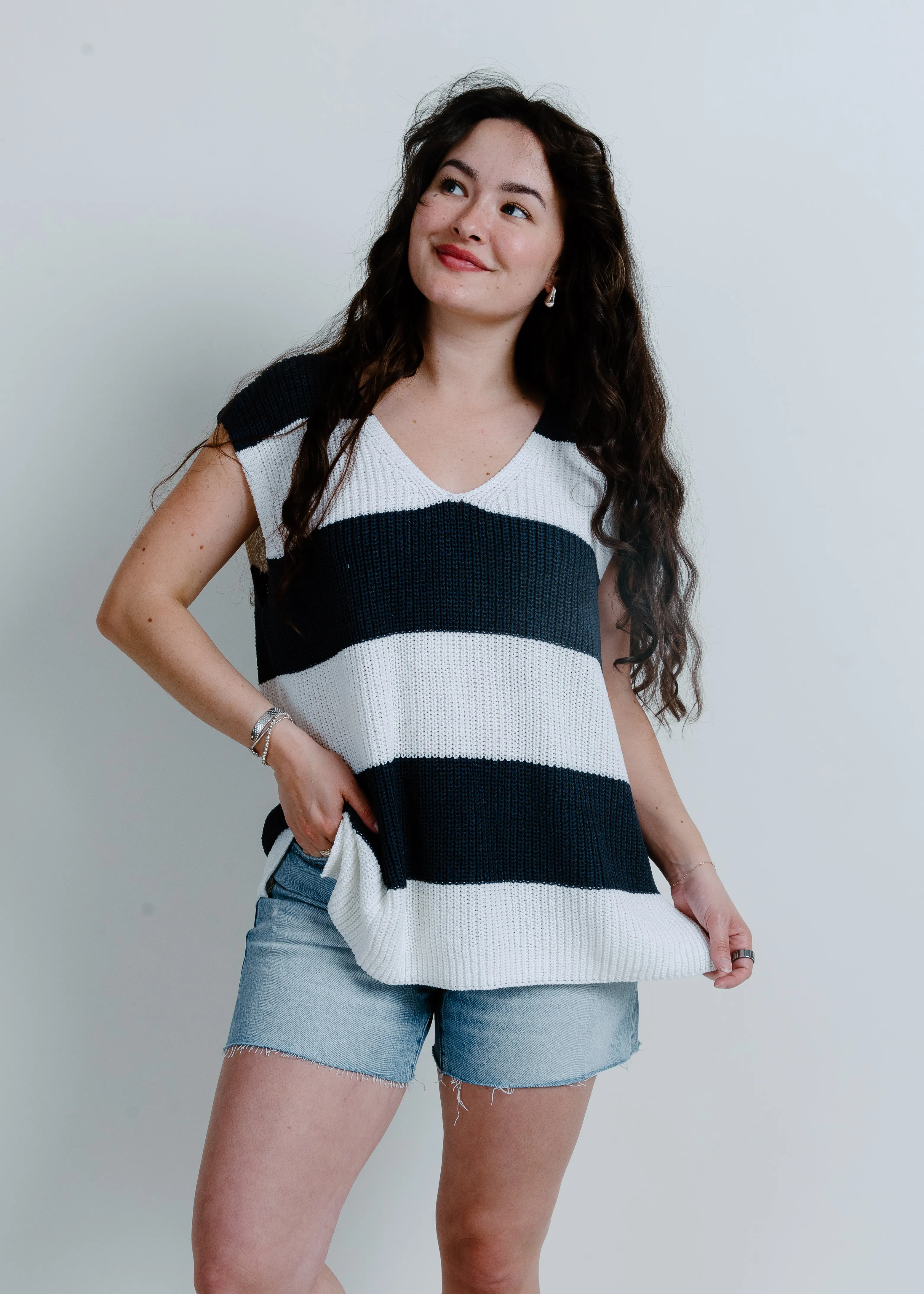 Maya Stripe Knit Tank - Navy sold by Vinnie Louise product image thumbnail 3