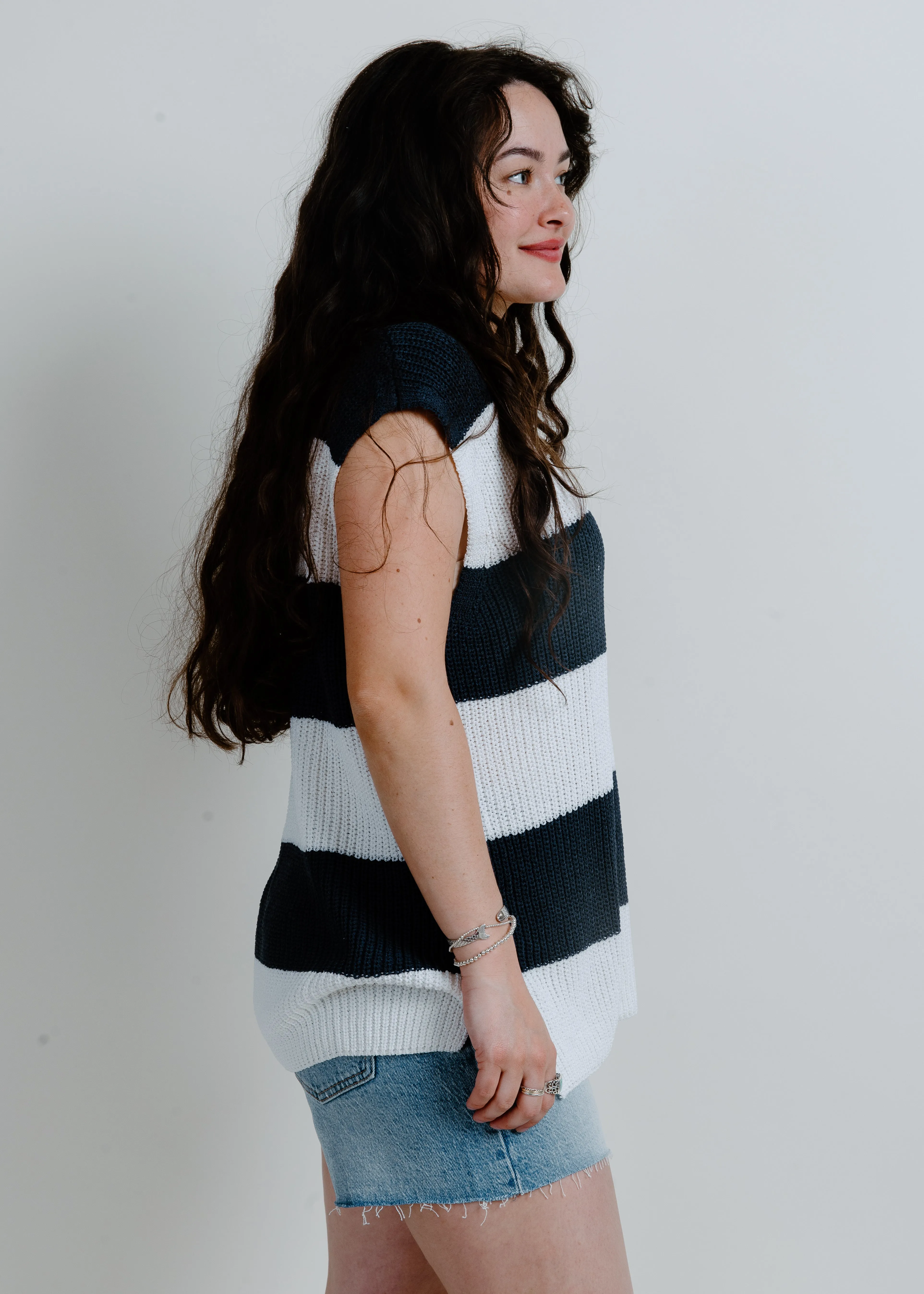 Maya Stripe Knit Tank - Navy sold by Vinnie Louise product image thumbnail 2