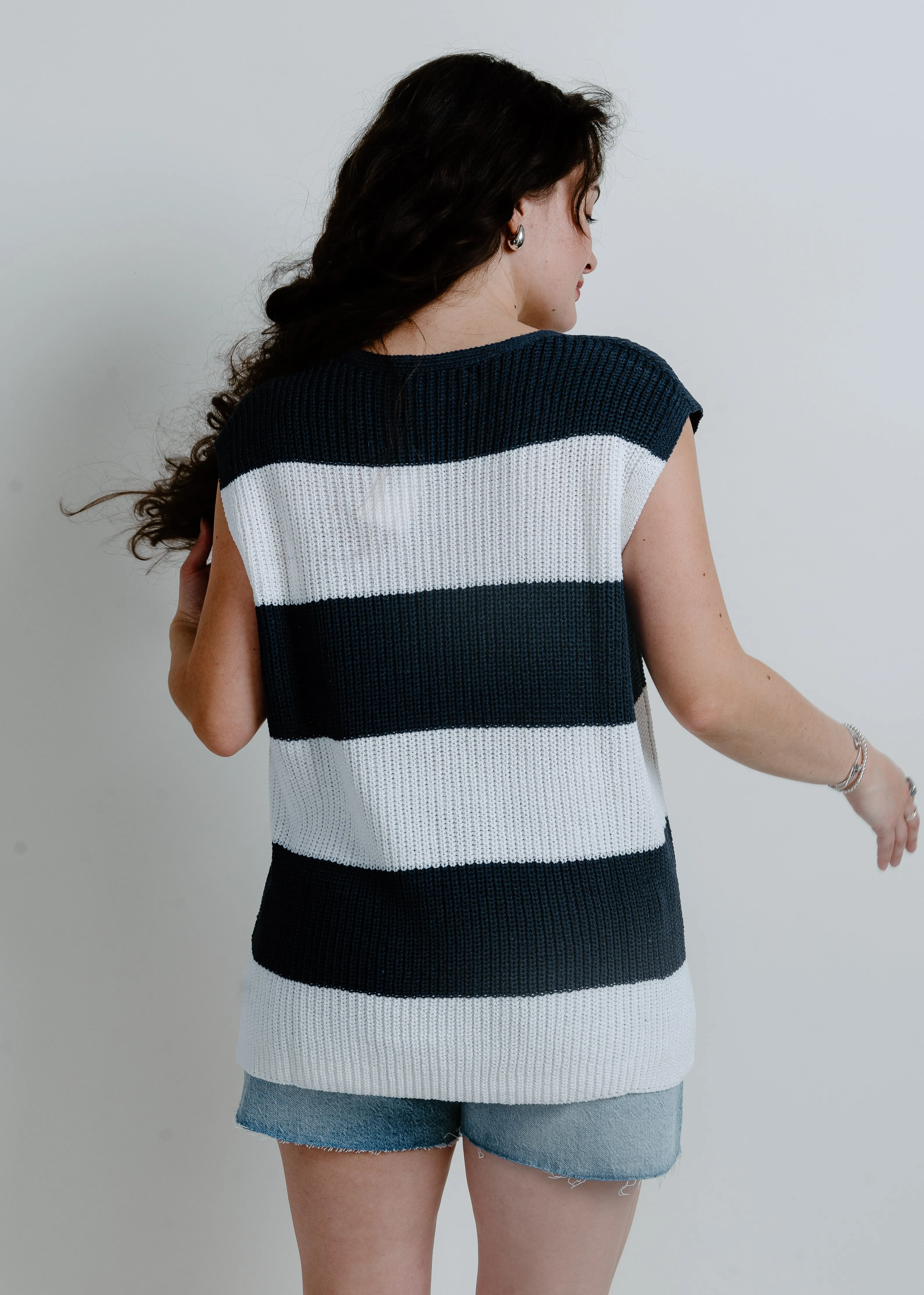 Maya Stripe Knit Tank - Navy sold by Vinnie Louise product image thumbnail 4