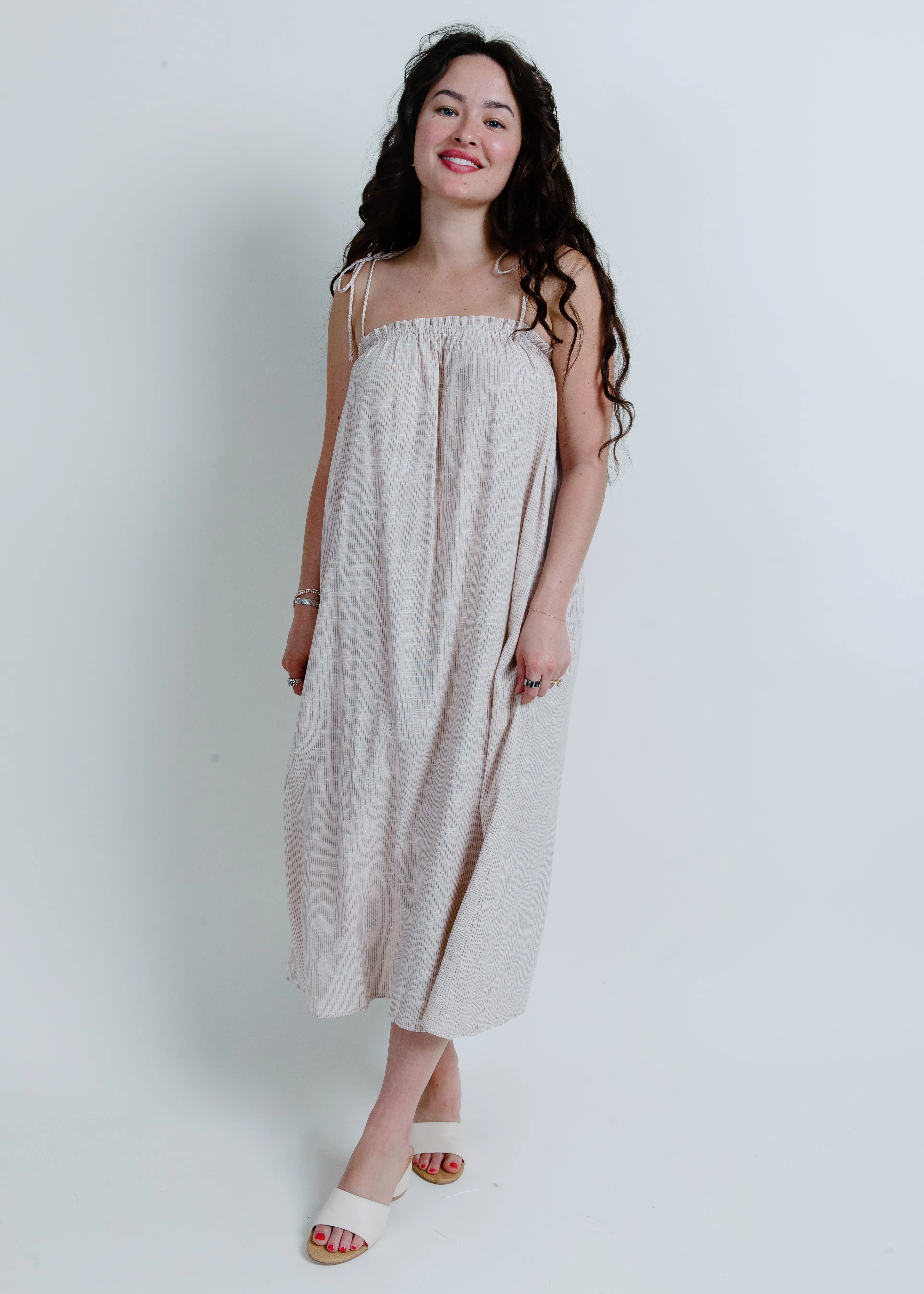 High Tides Tie Strap Midi Dress - Cream sold by Vinnie Louise