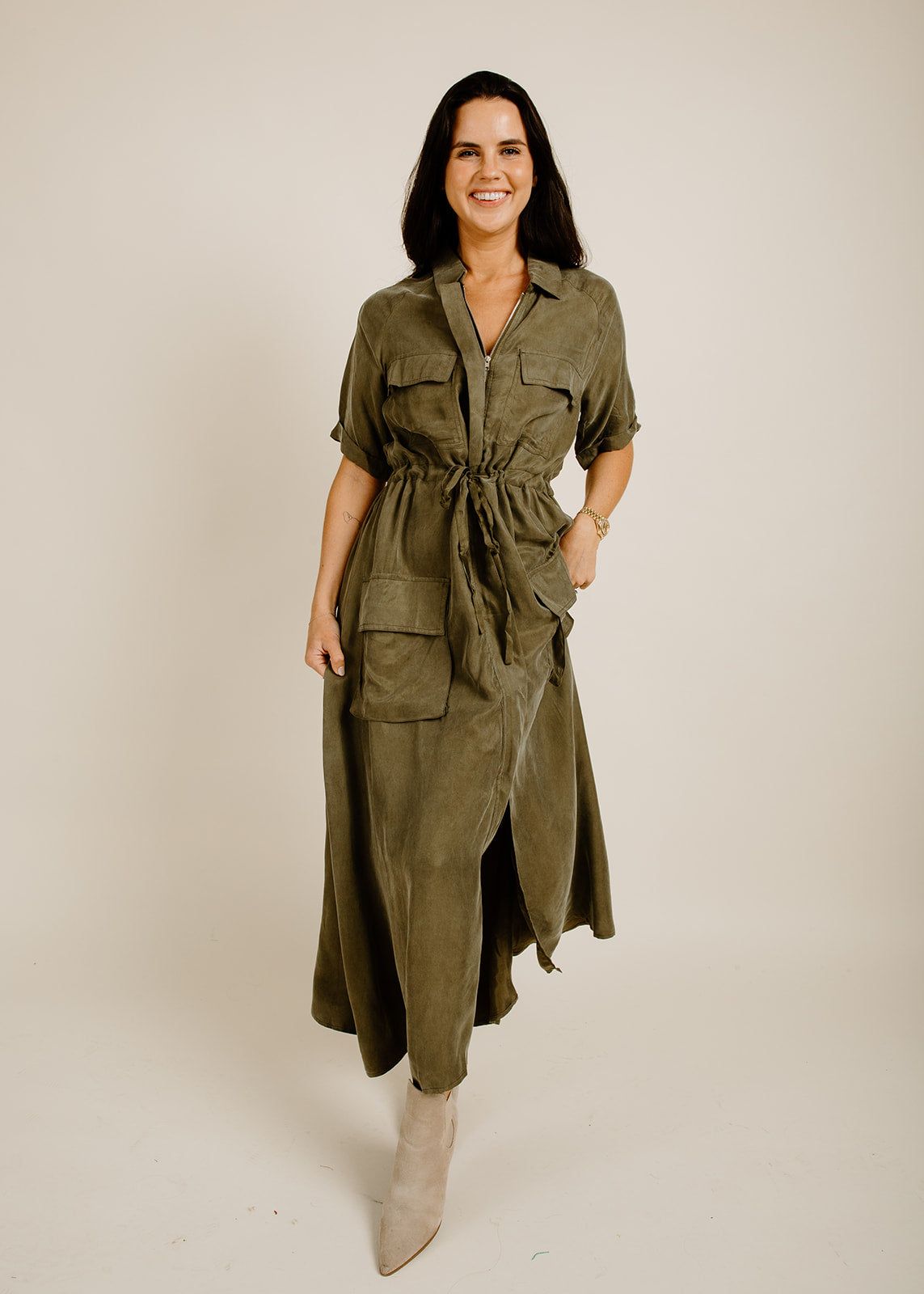 Millie Midi Dress - Olive sold by Vinnie Louise
