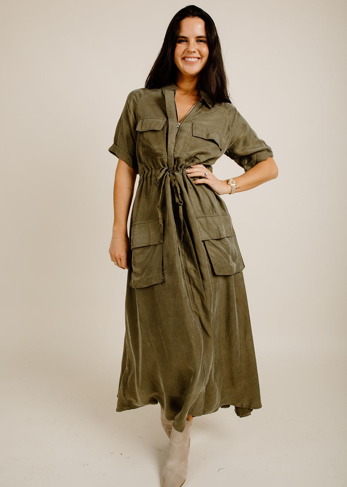 Millie Midi Dress - Olive sold by Vinnie Louise product image thumbnail 2